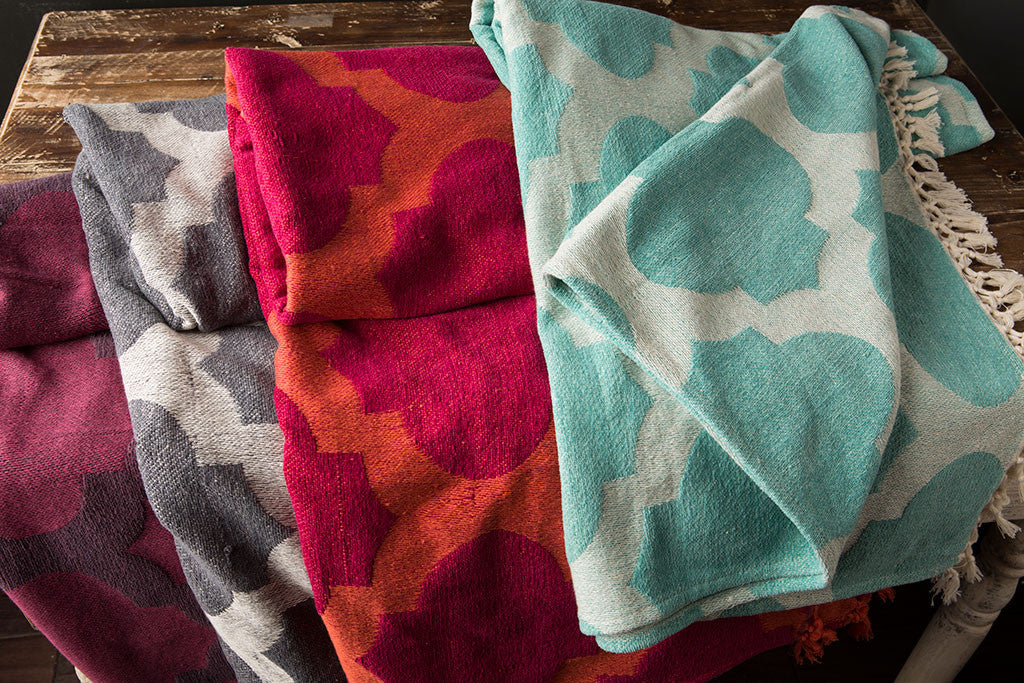Trellis Geometric Blue Throw - Image 2