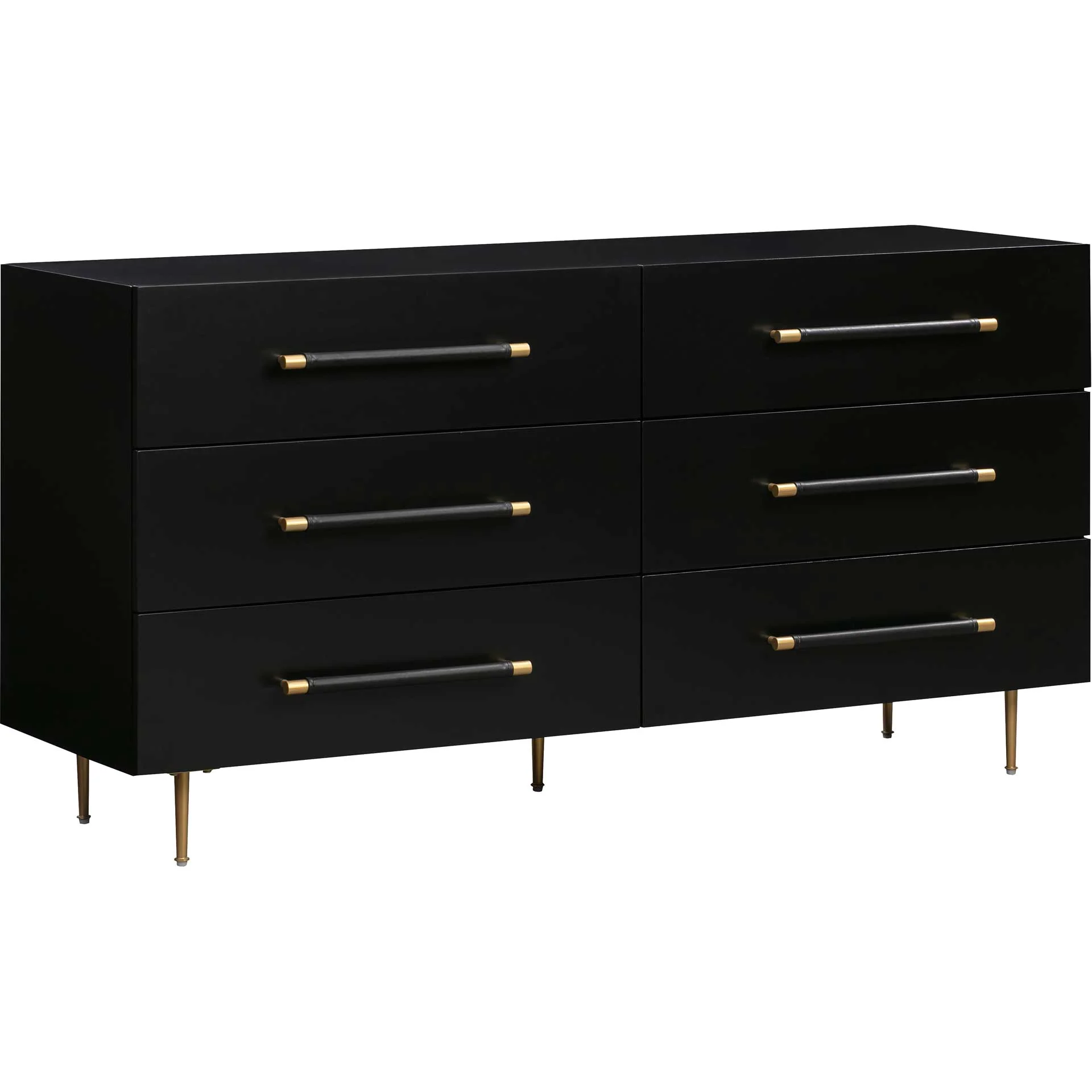 Trey 6 Drawer Dresser Black/Brass - Image 2