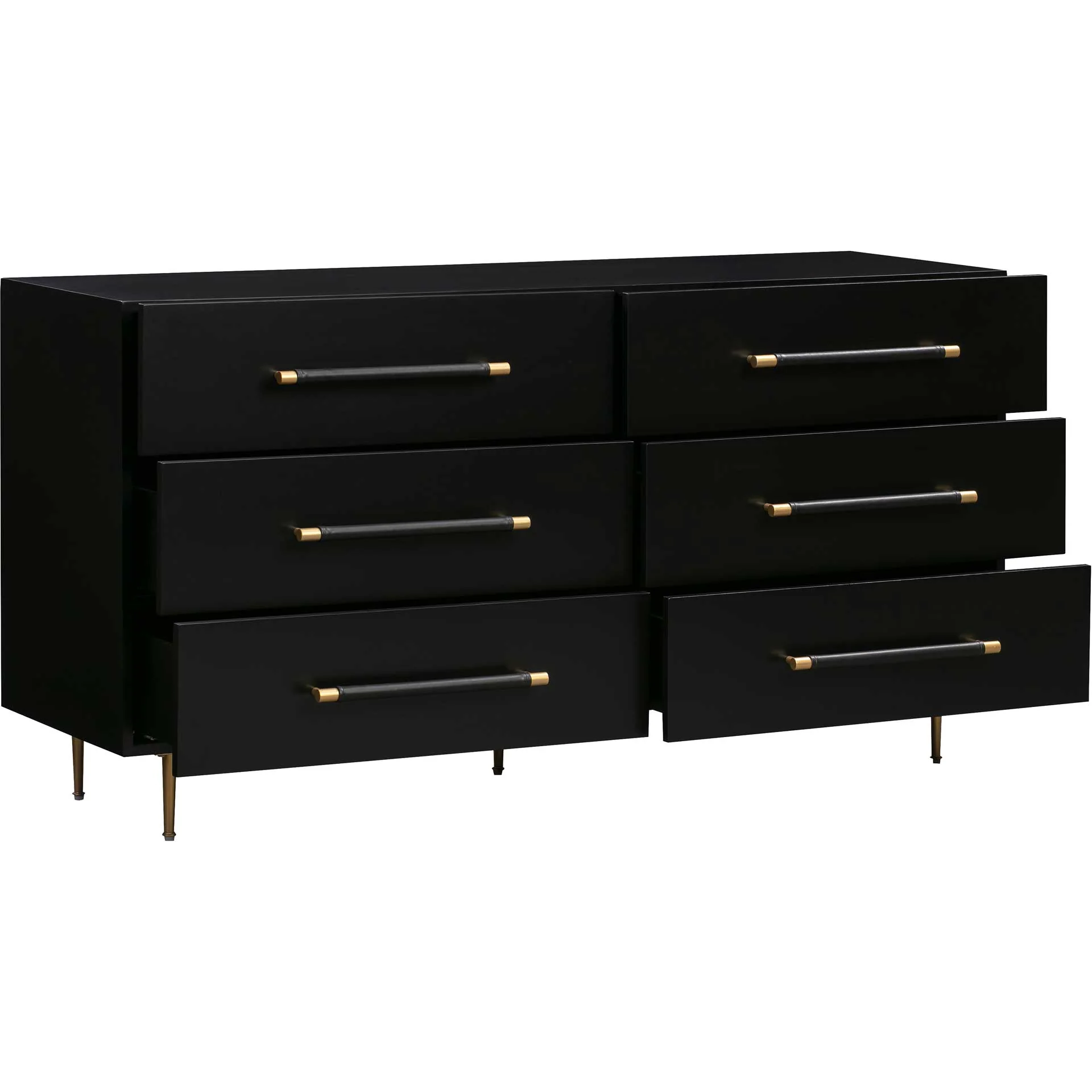 Trey 6 Drawer Dresser Black/Brass - Image 4