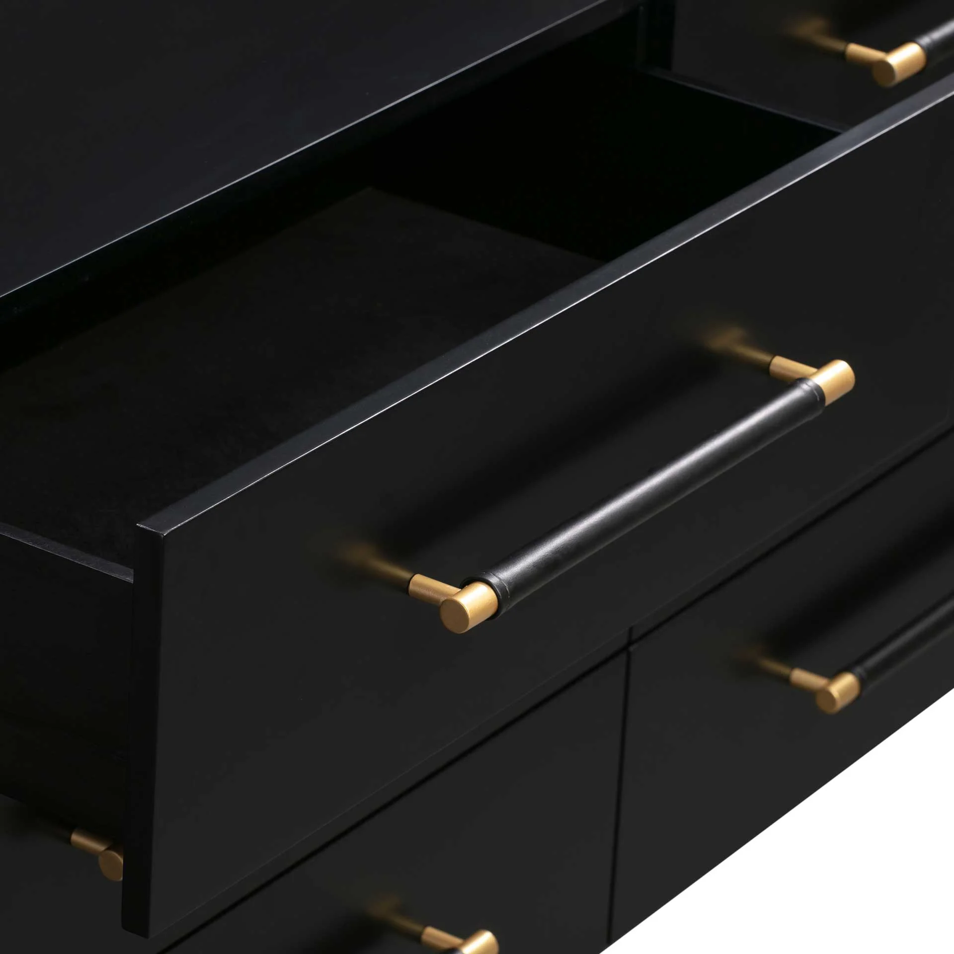 Trey 6 Drawer Dresser Black/Brass - Image 5