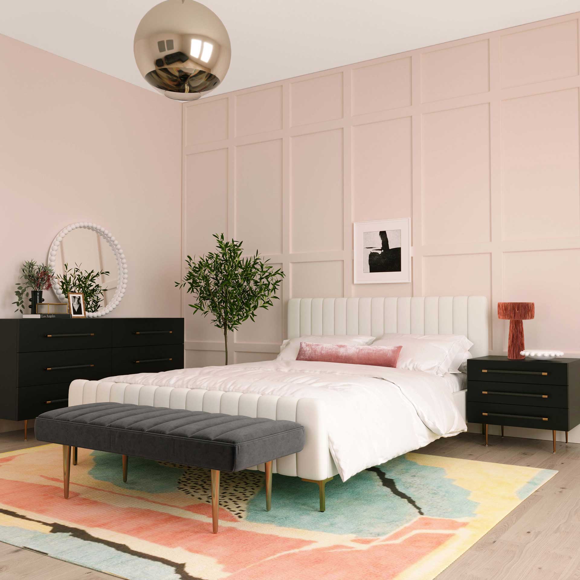 Trey 6 Drawer Dresser Black/Brass - Image 9