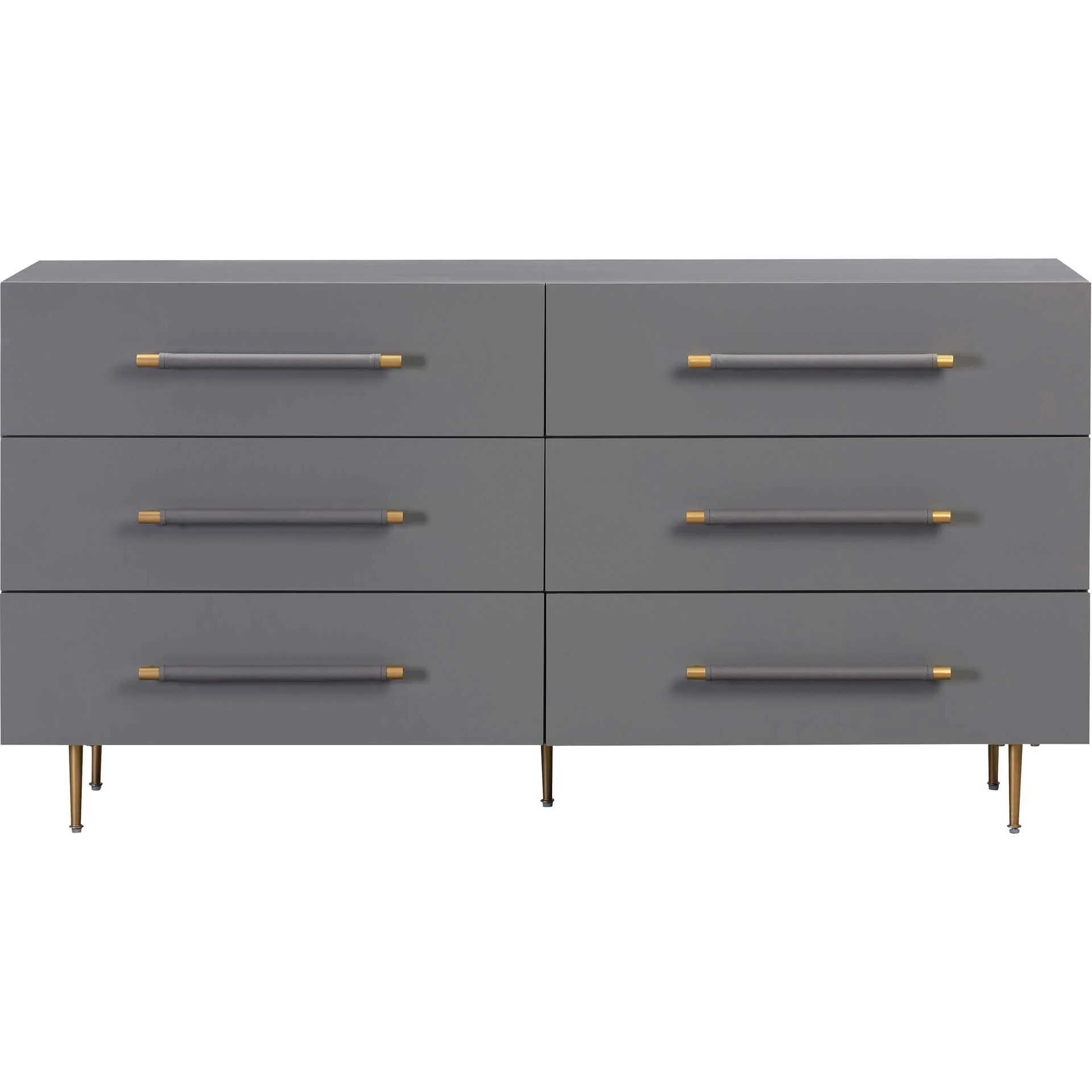 Trey 6 Drawer Dresser Gray/Brass - Image 2