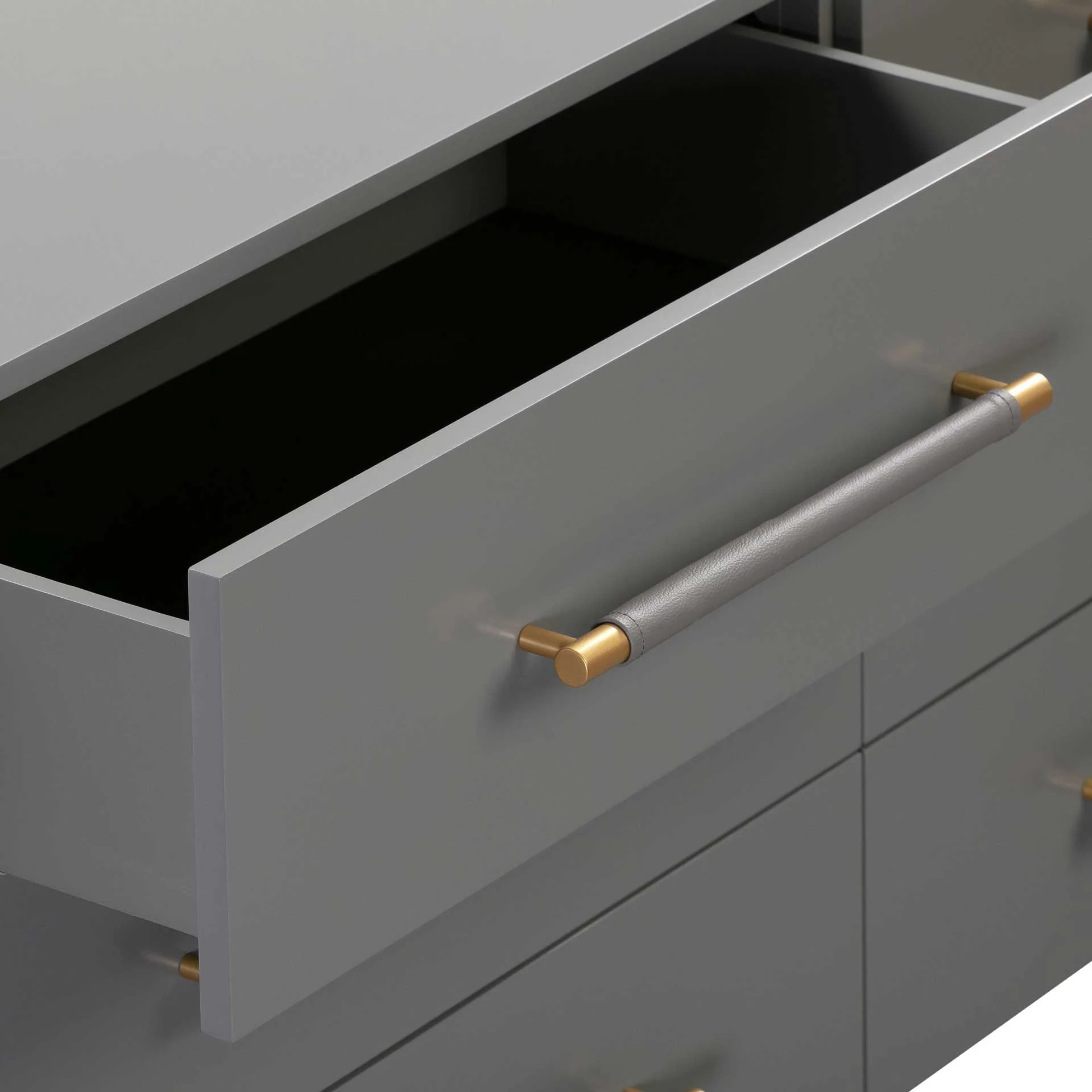 Trey 6 Drawer Dresser Gray/Brass - Image 6