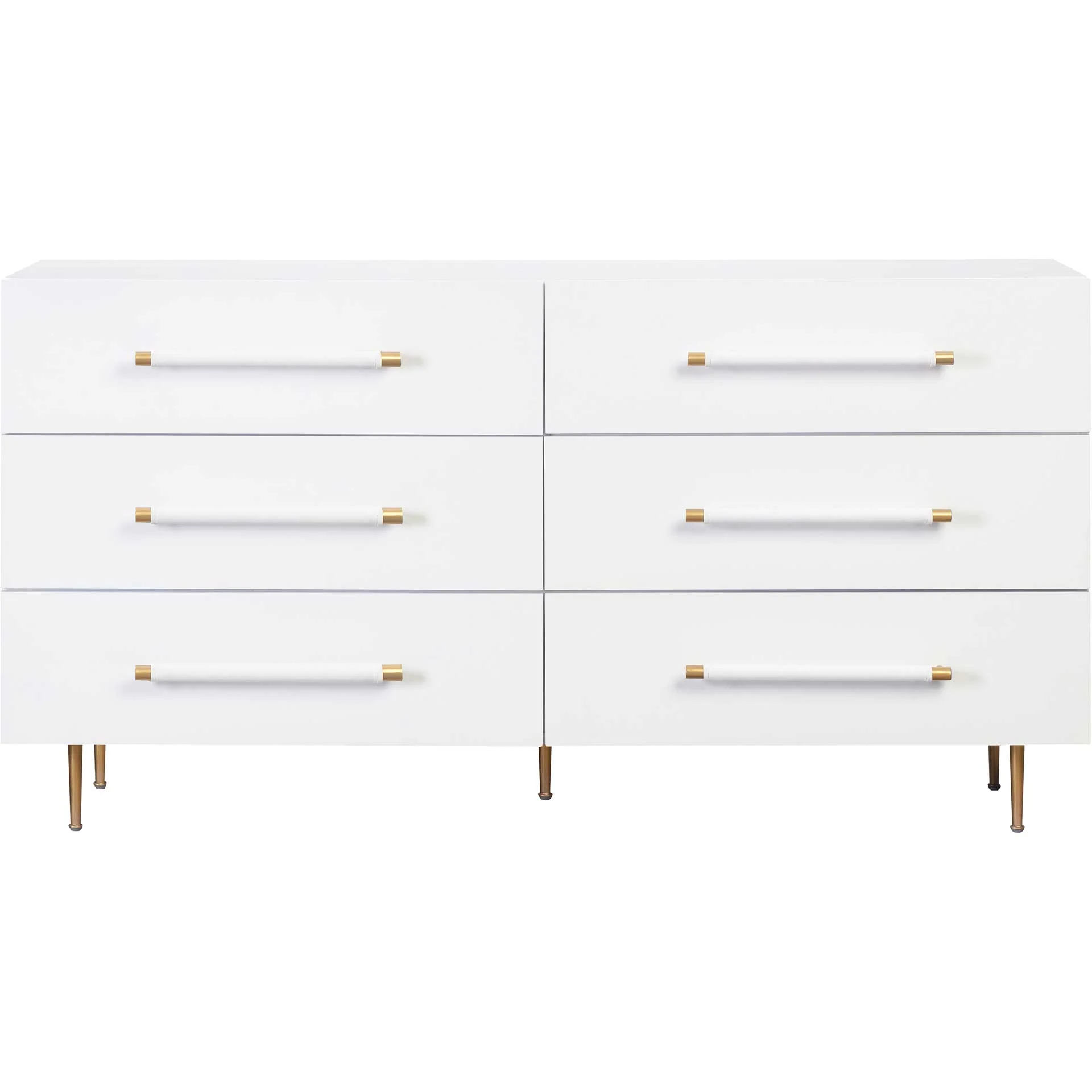 Trey 6 Drawer Dresser White/Brass - Image 2