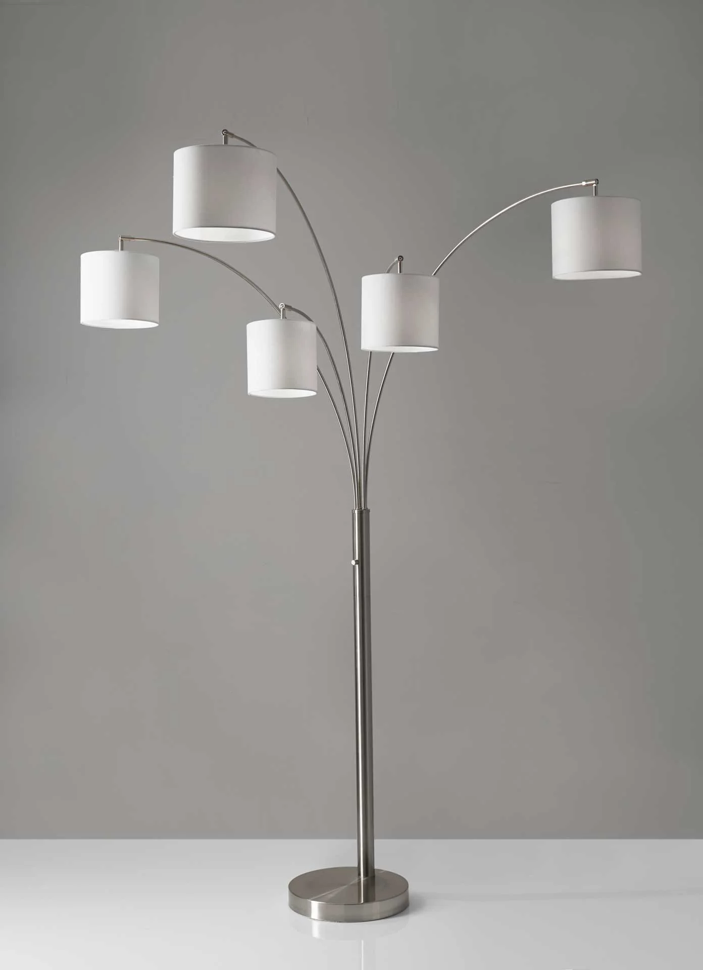 Trident 5-Arm Arc Lamp Brushed Steel - Image 2