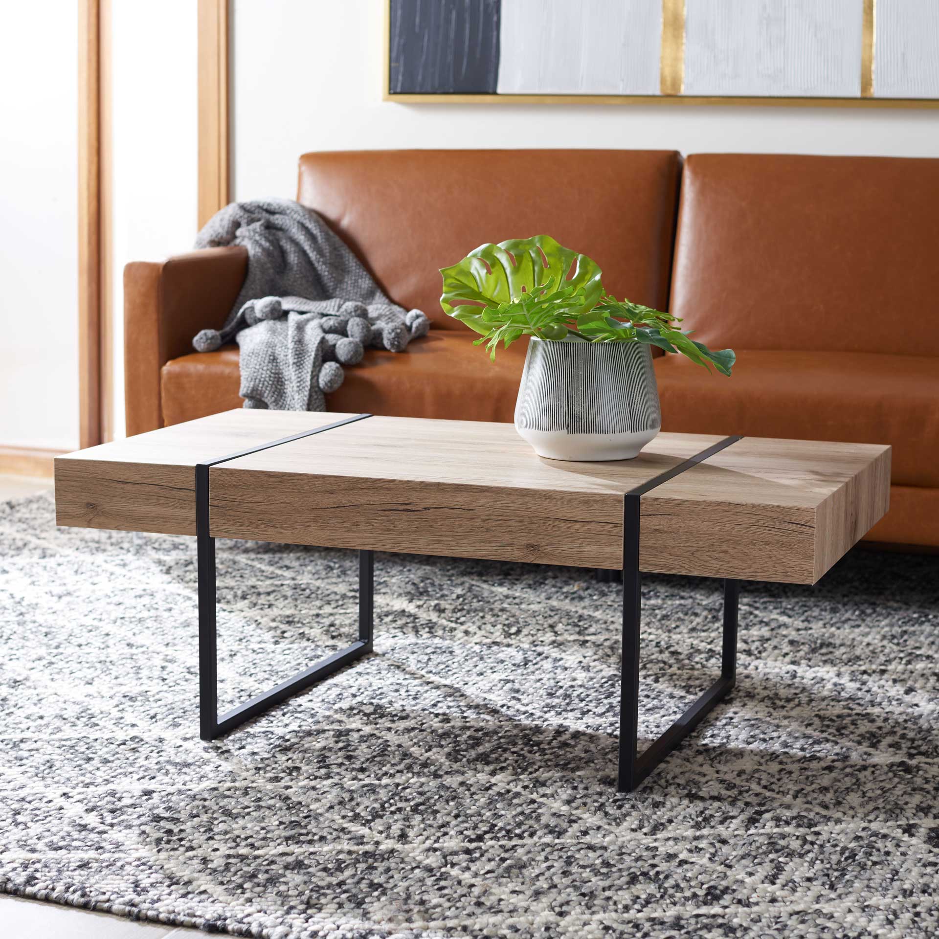 Tripp Rectangular Modern Coffee Table Natural/Black - Image 6