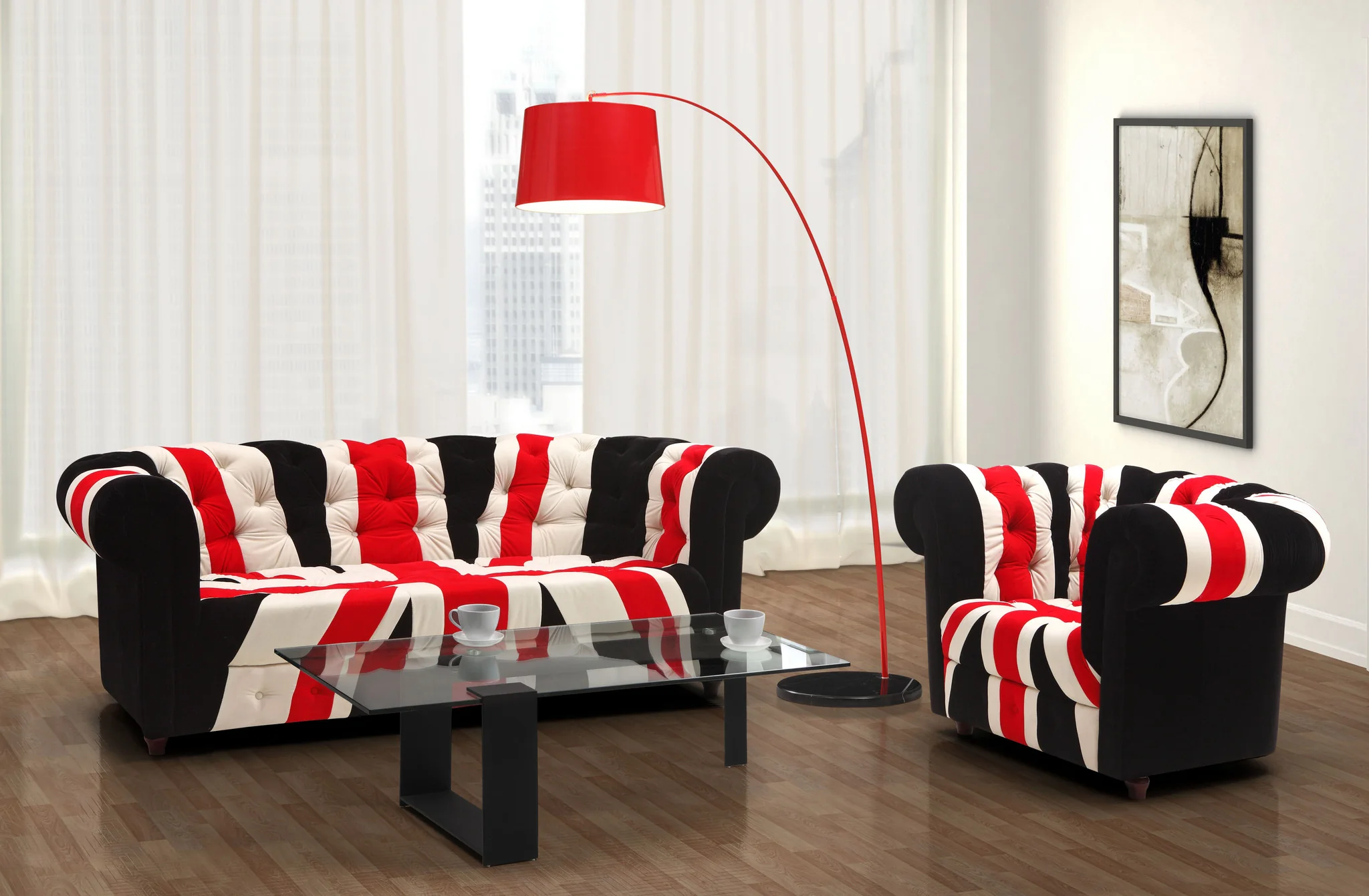 Troy Floor Lamp Red Black Base - Image 2
