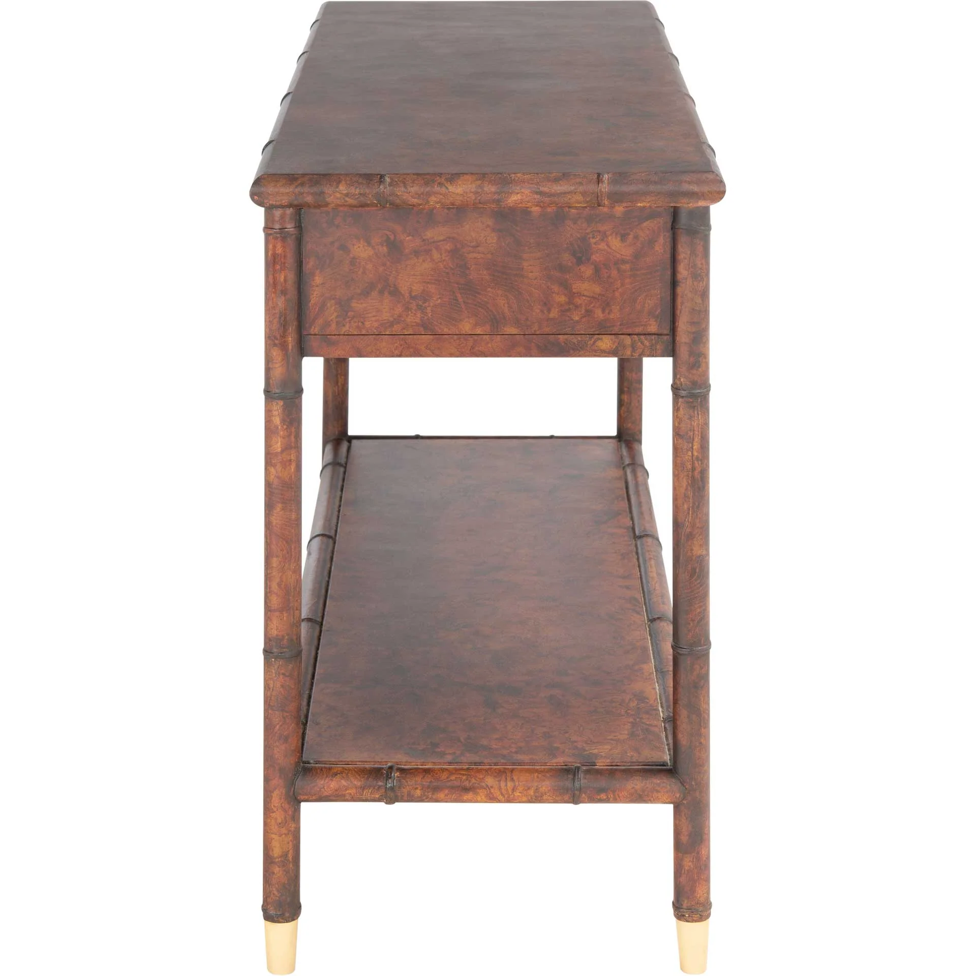 Tunisia 2 Drawer 1 Shelf Console Table Dark Brown/Gold - Image 2