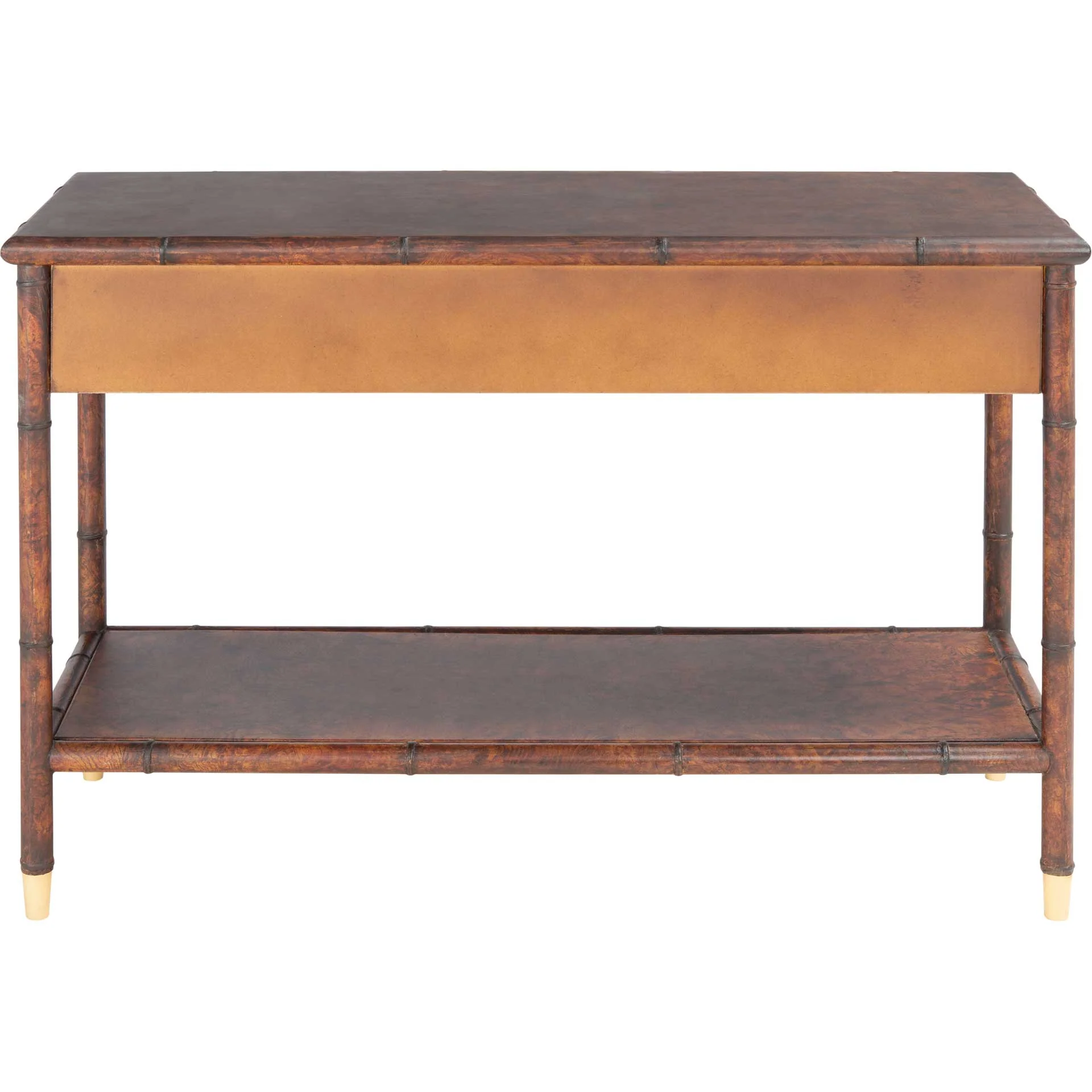 Tunisia 2 Drawer 1 Shelf Console Table Dark Brown/Gold - Image 3