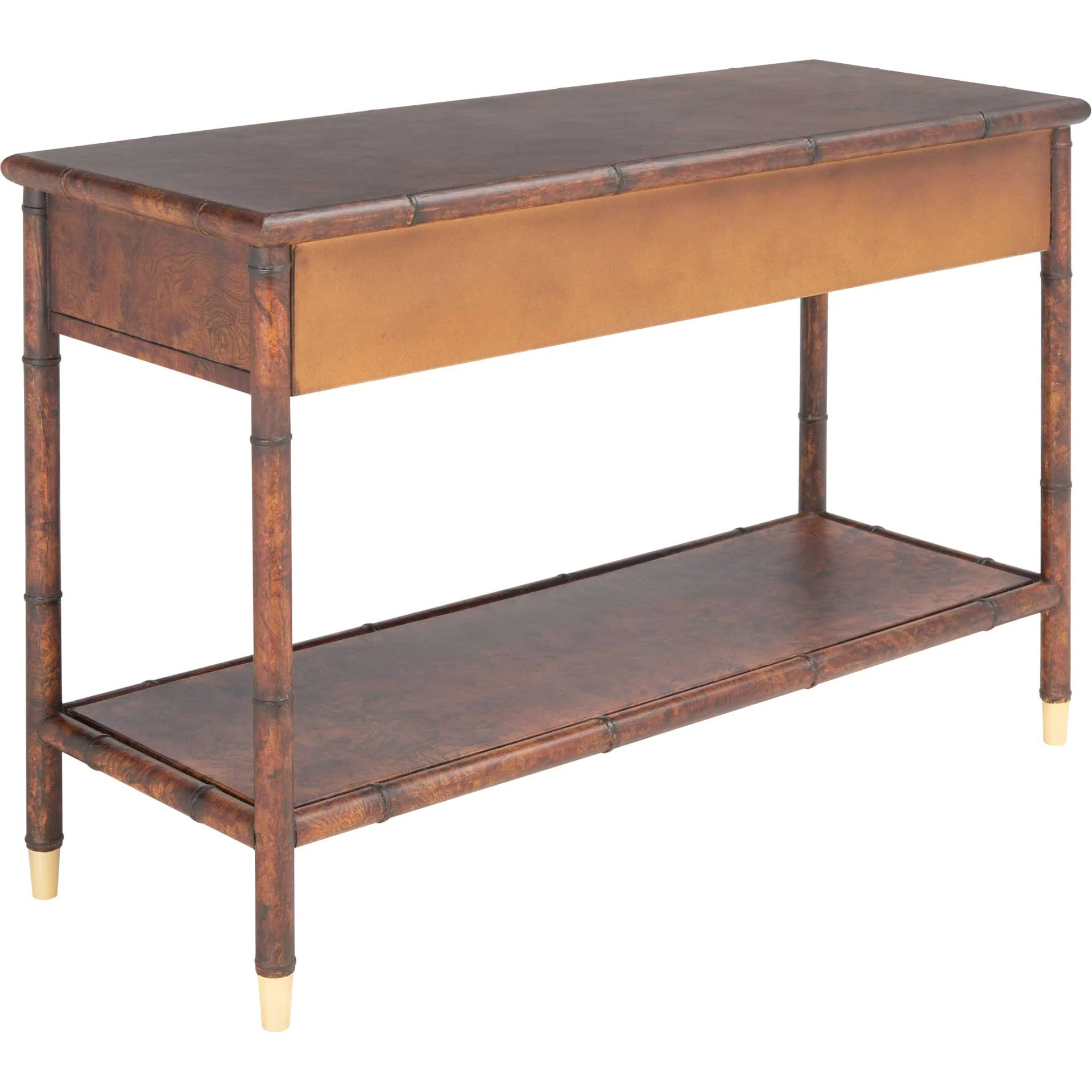Tunisia 2 Drawer 1 Shelf Console Table Dark Brown/Gold - Image 4