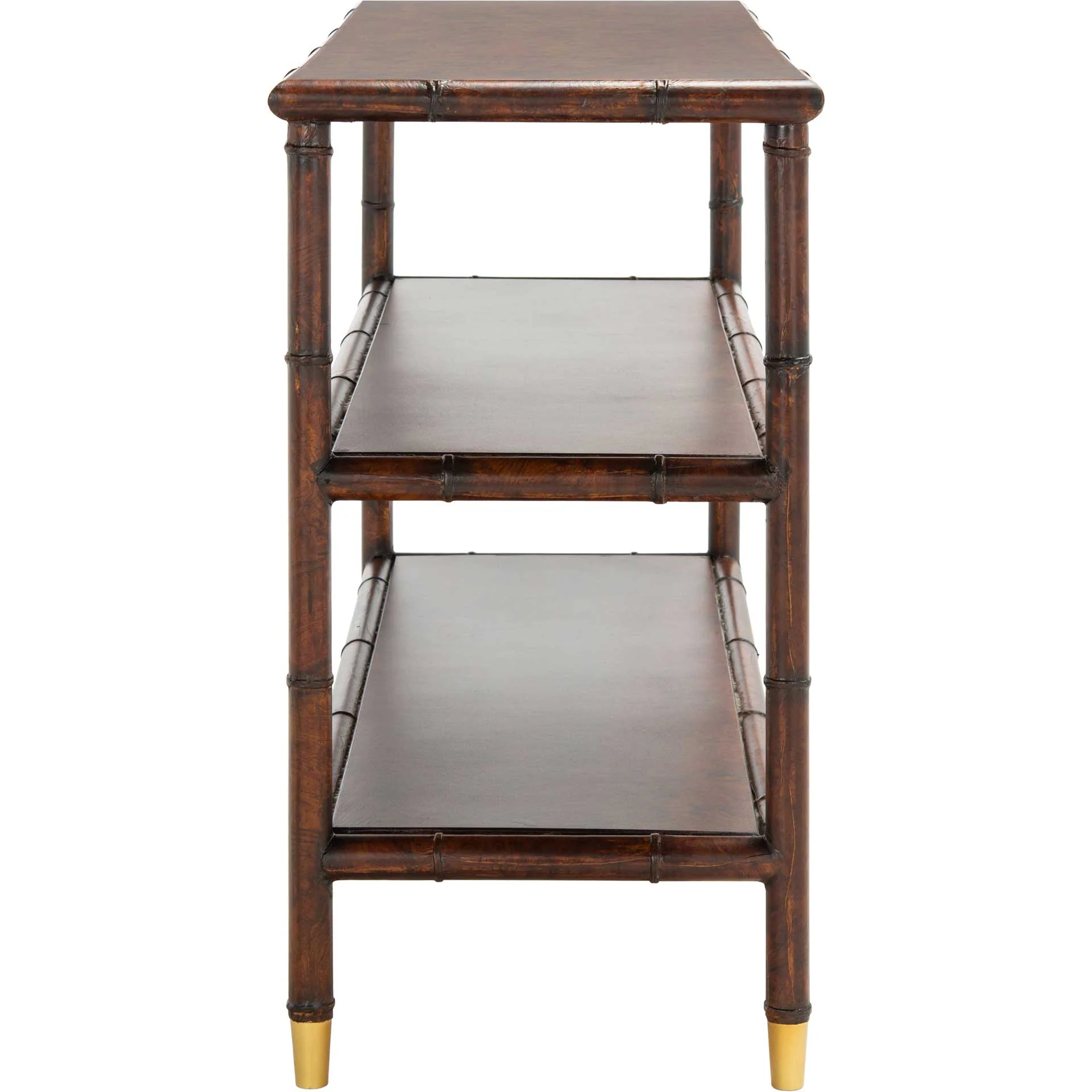 Tunisia 2 Shelf Console Table Dark Brown/Gold - Image 2