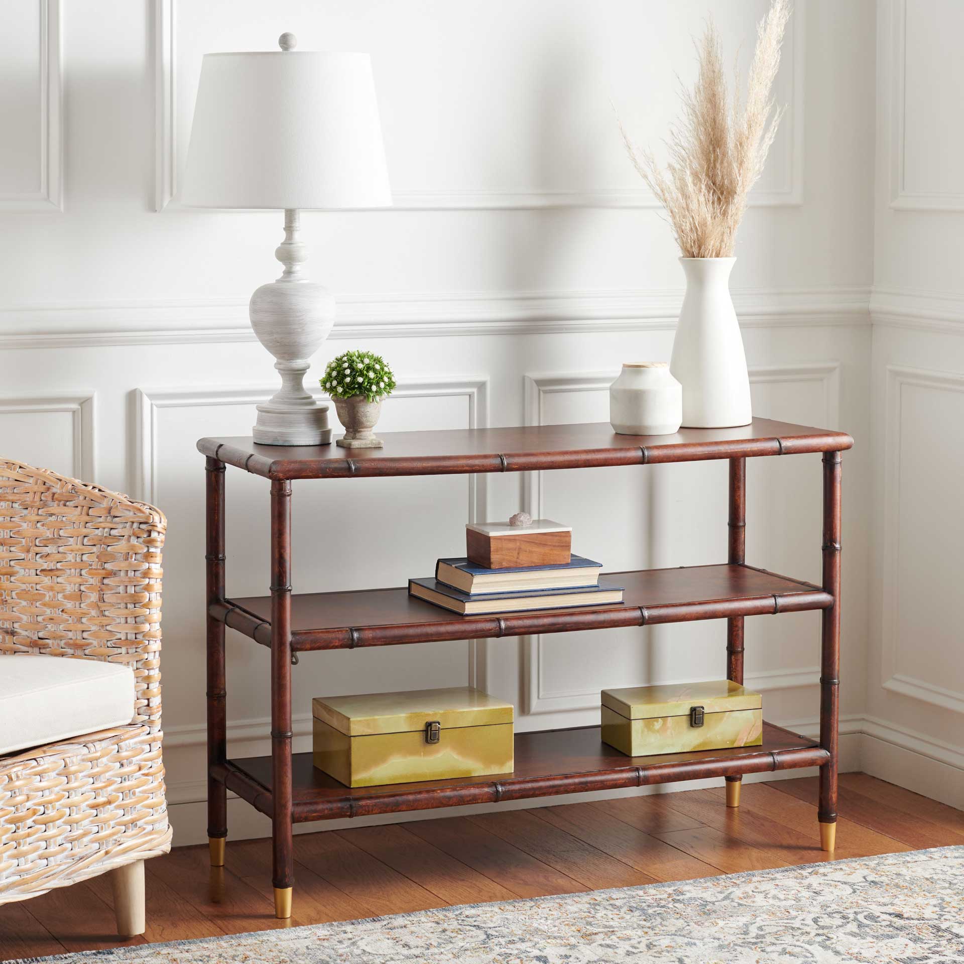 Tunisia 2 Shelf Console Table Dark Brown/Gold - Image 4