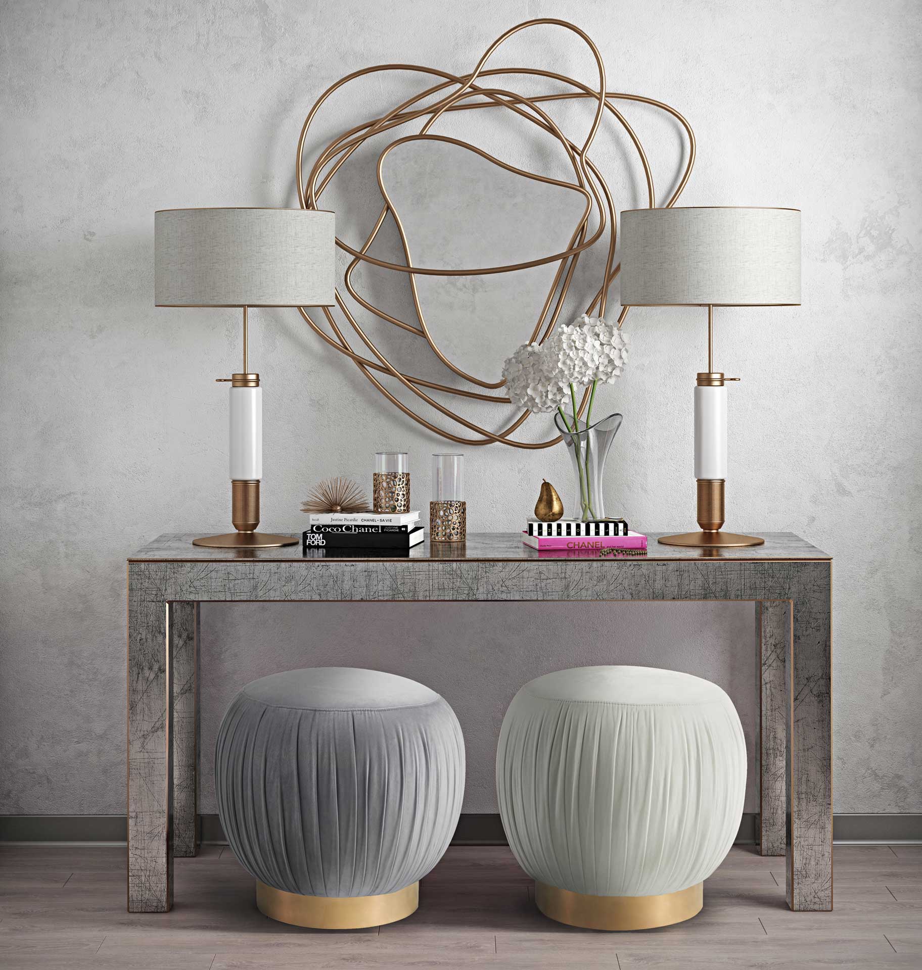 Turner Velvet Ottoman Gray - Image 4