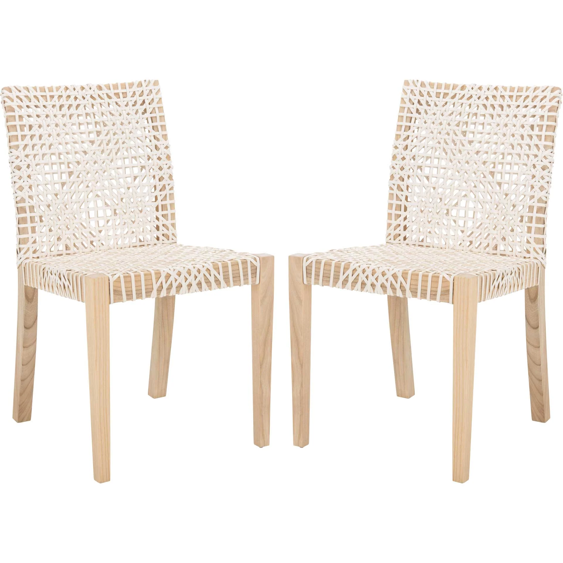 Tycho Leather Dining Chair White/Natural (Set of 2) - Image 2