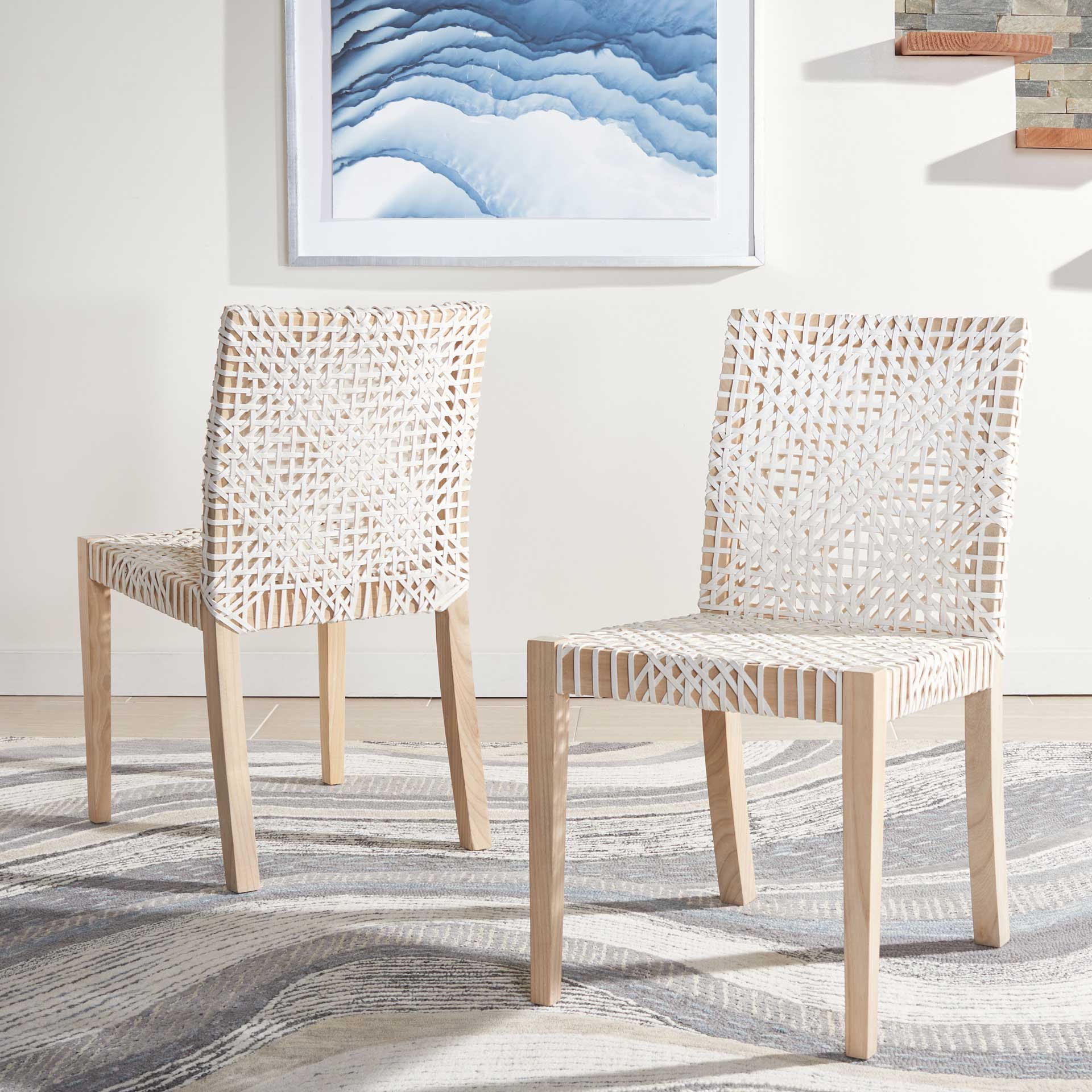 Tycho Leather Dining Chair White/Natural (Set of 2) - Image 7