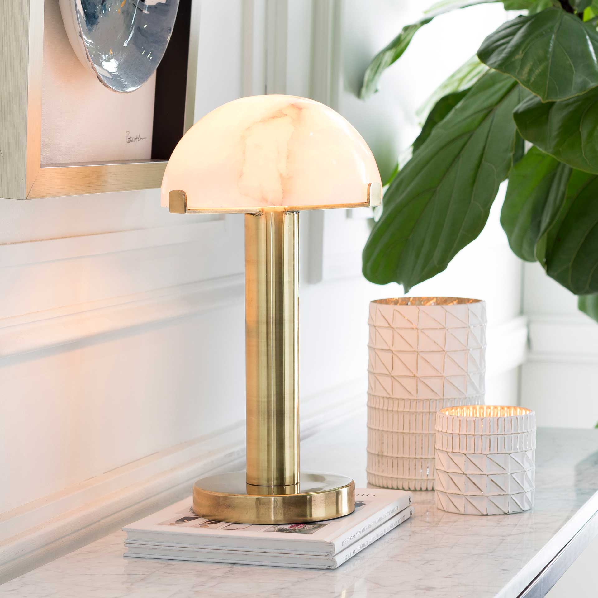 Una Table Lamp Brass/White - Image 4