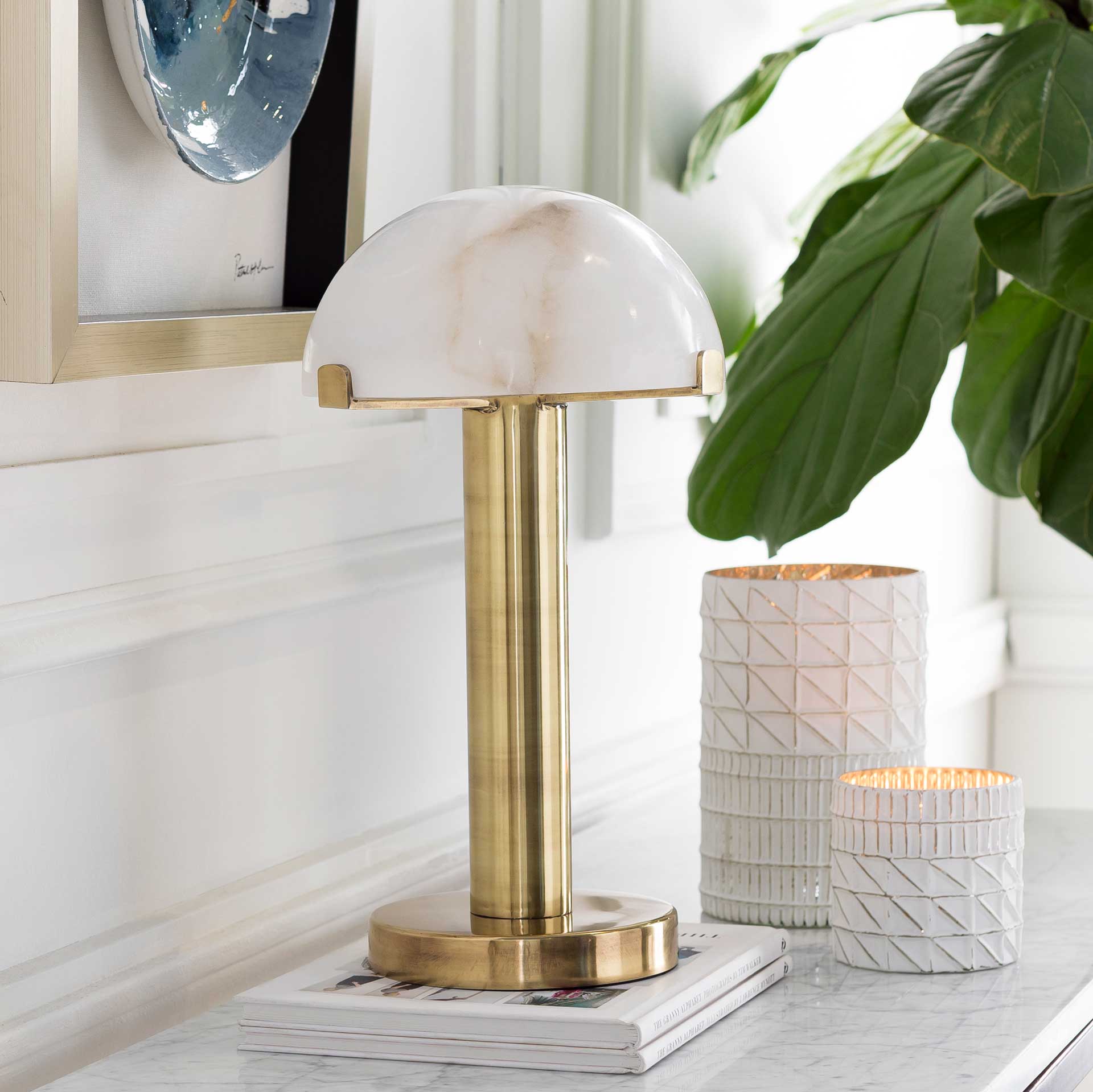 Una Table Lamp Brass/White - Image 5