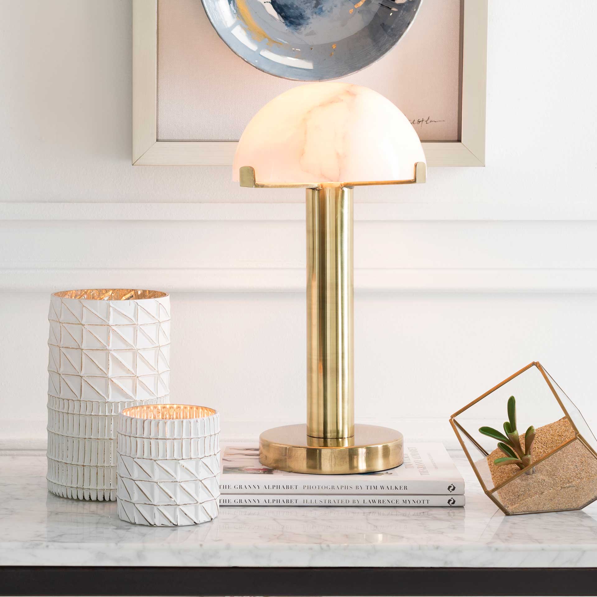Una Table Lamp Brass/White - Image 6