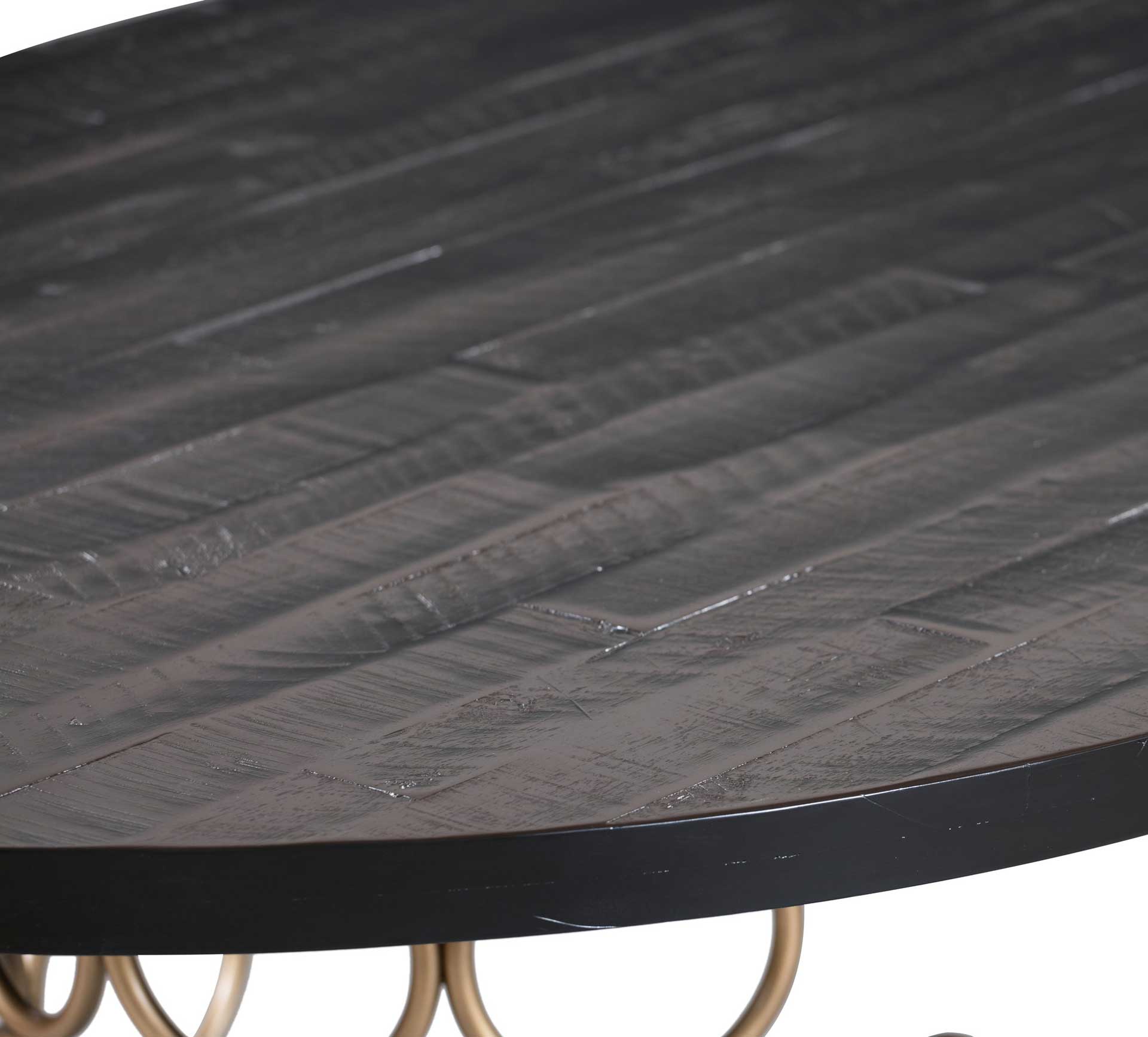 Vada Brass Round Dining Table Black/Brass - Image 3