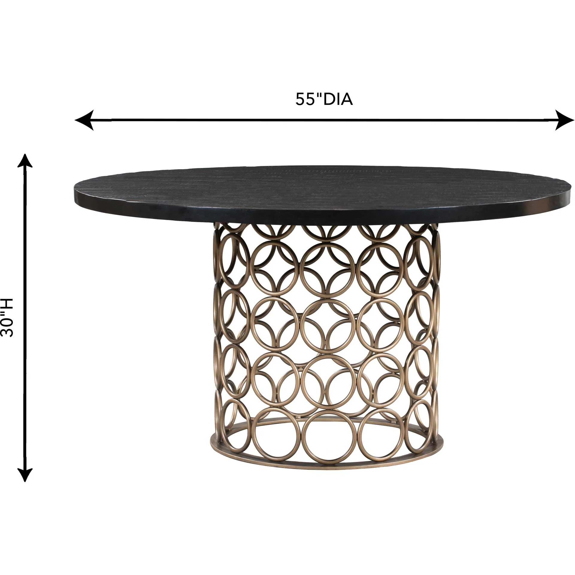 Vada Brass Round Dining Table Black/Brass - Image 5