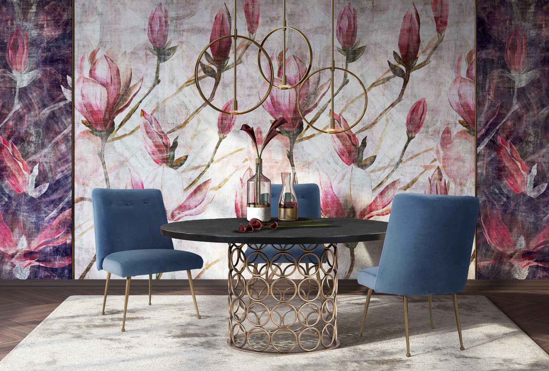 Vada Brass Round Dining Table Black/Brass - Image 7