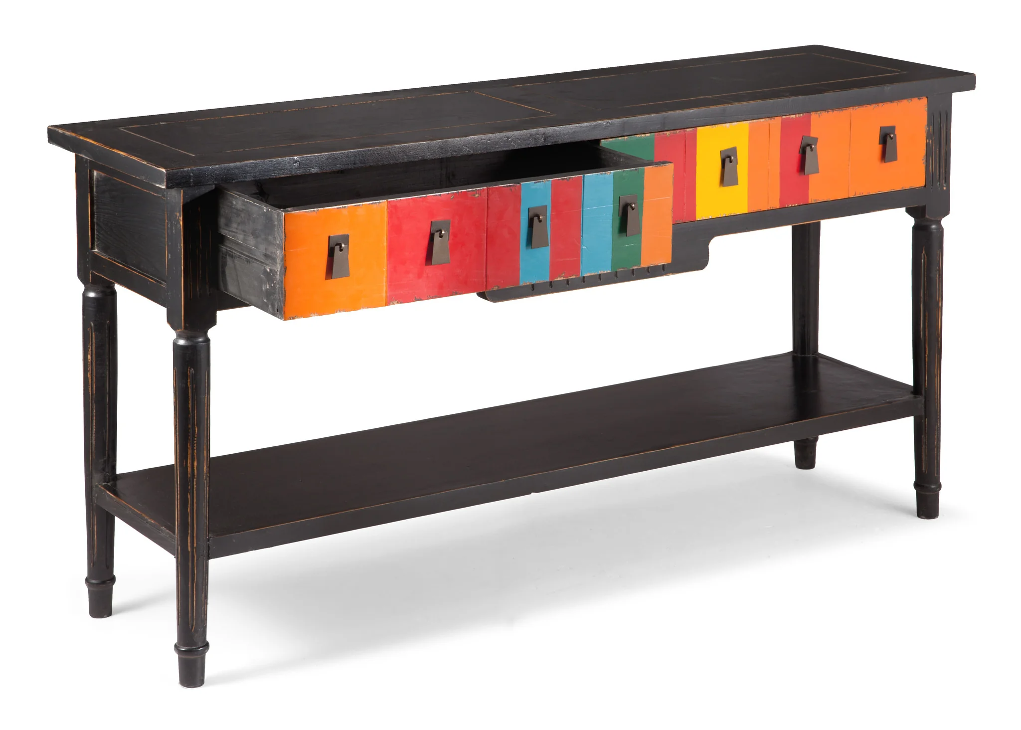Vale Console Table Multicolor Distressed Black - Image 3
