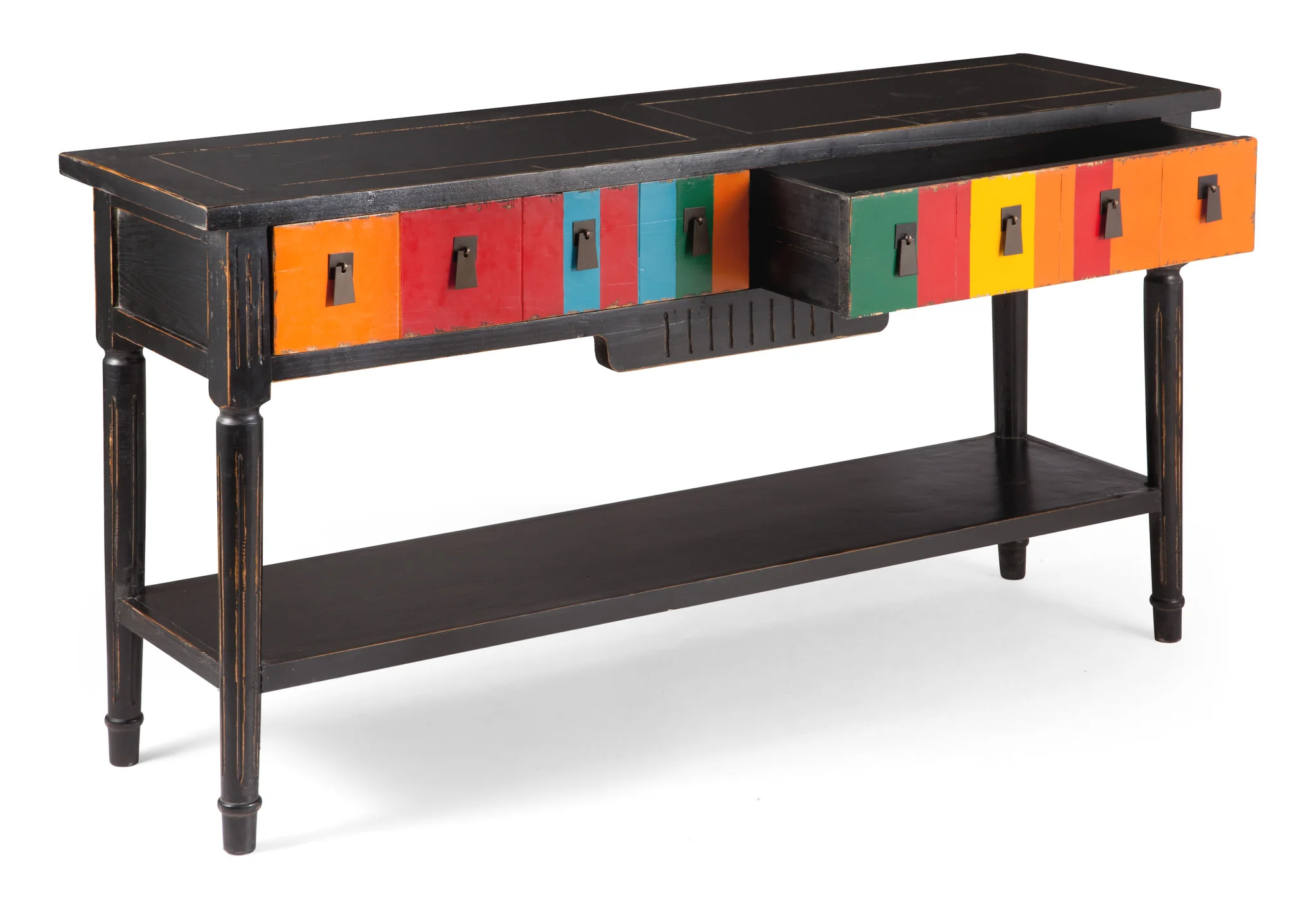 Vale Console Table Multicolor Distressed Black - Image 4