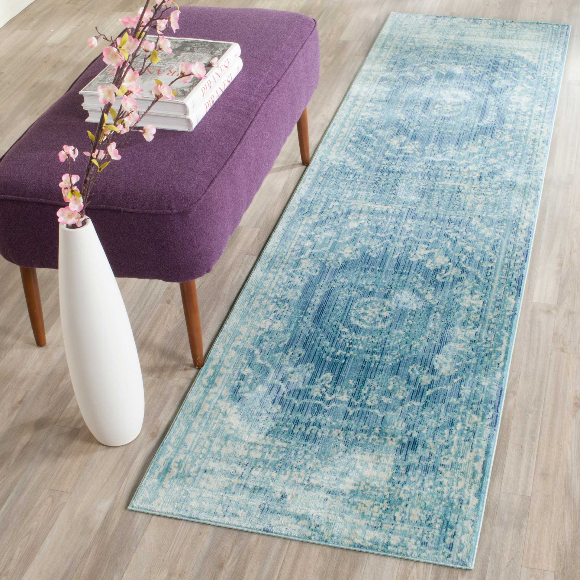 Valencia Blue/Ivory Runner Rug - Image 3