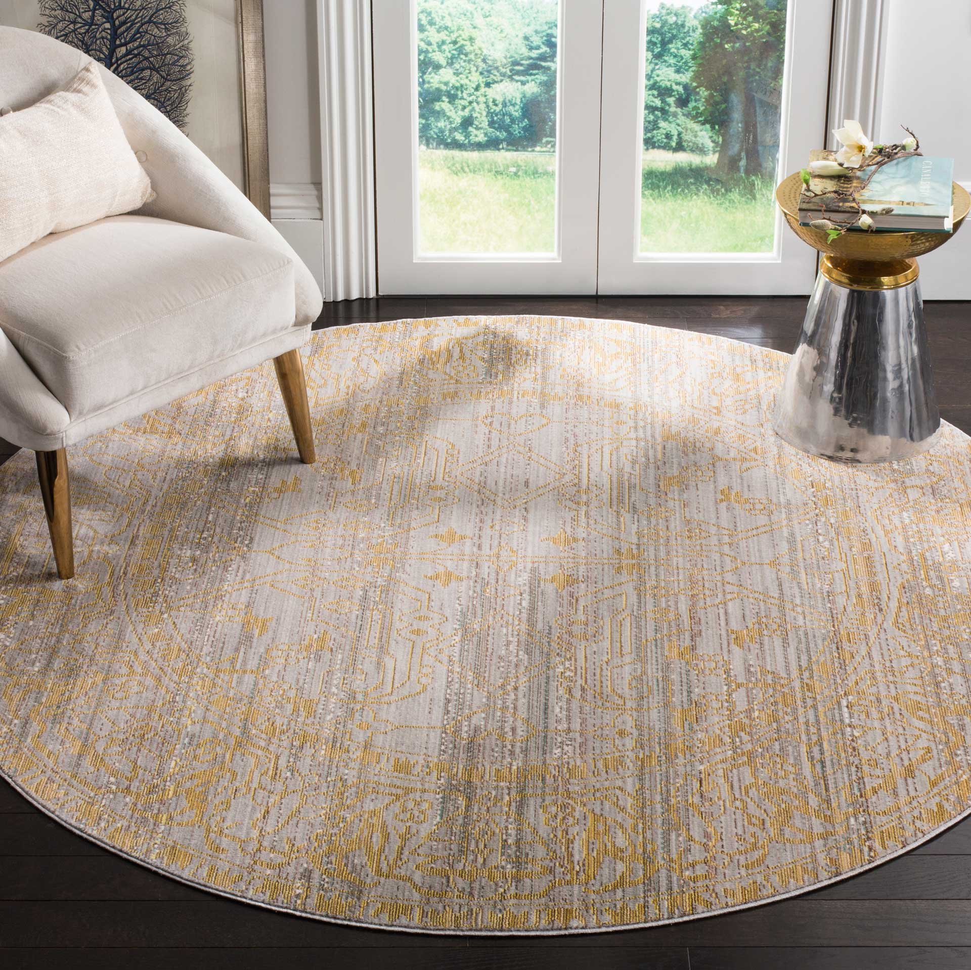 Valencia Gray/Gold Round Rug - Image 3