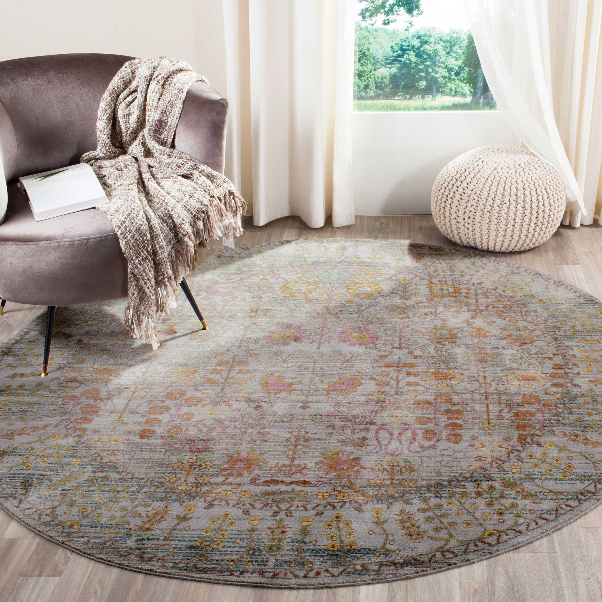 Valencia Gray/Multi Round Rug - Image 3