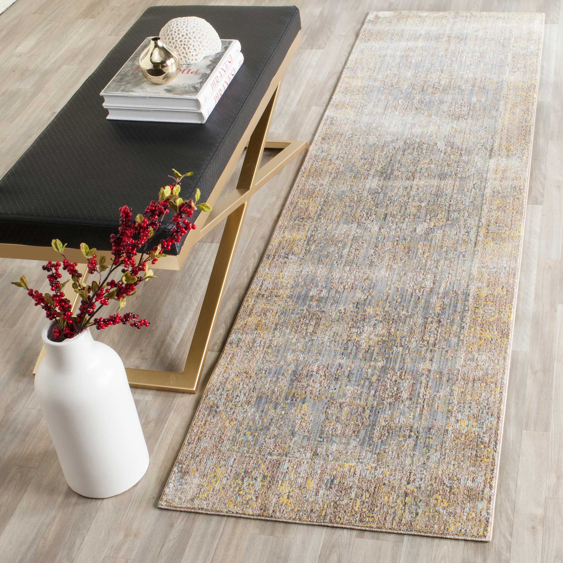 Valencia Gray/Yellow Runner Rug - Image 3