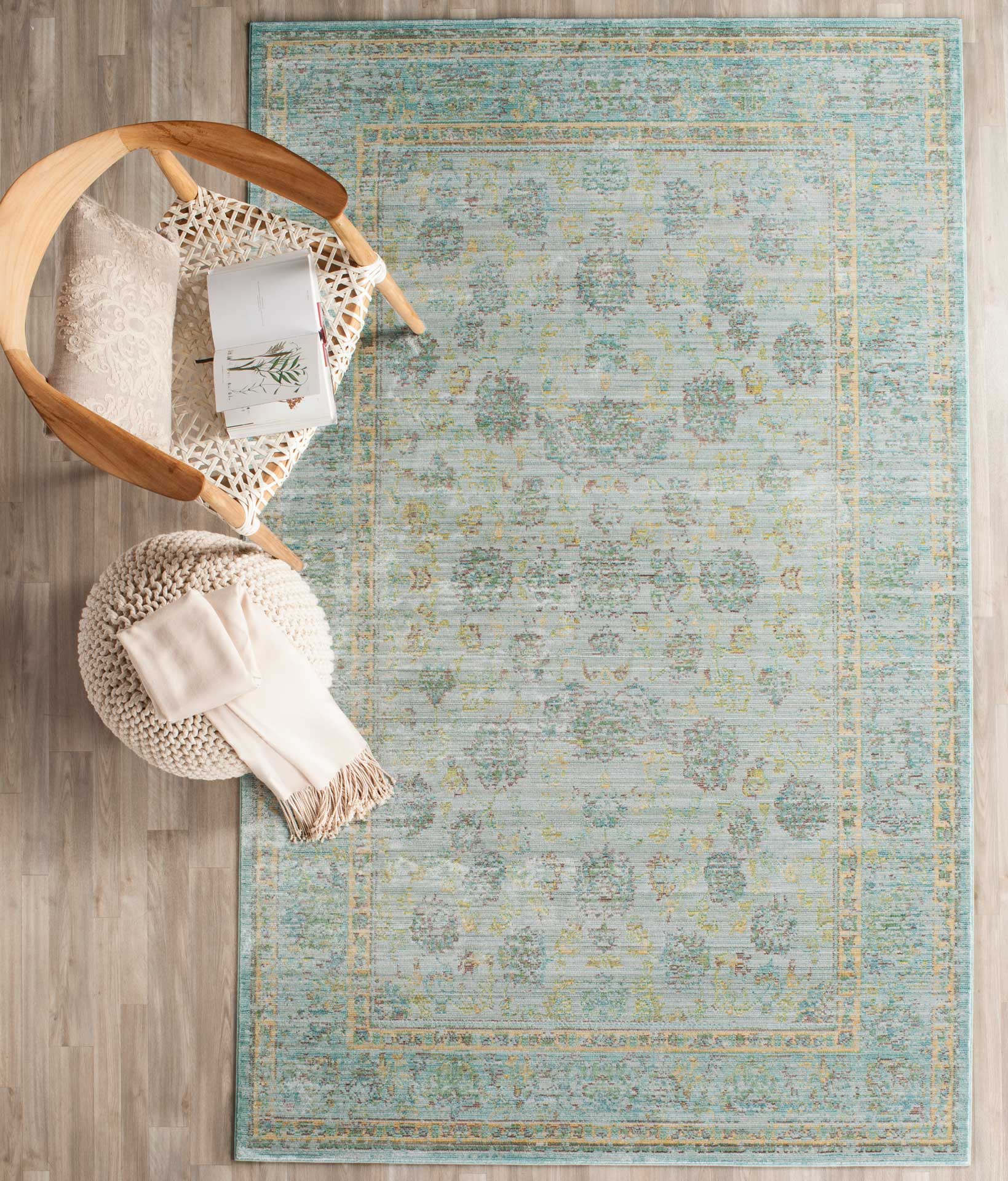 Valencia Light Blue/Turquoise Area Rug - Image 7