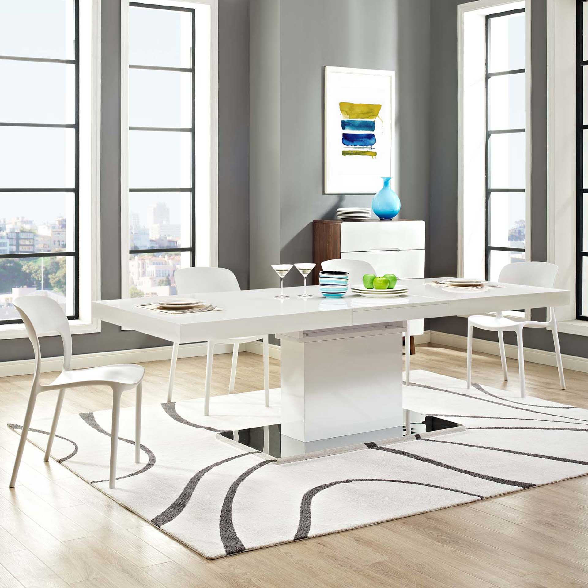Valentino Expandable Dining Table White/Silver - Image 6