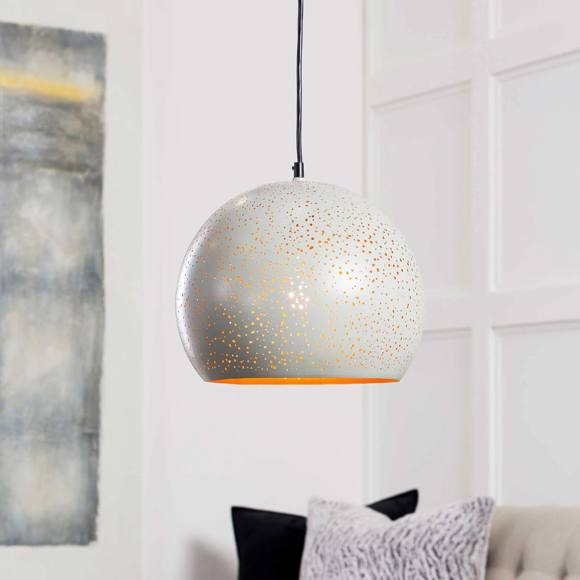 Valeria Round Ceiling Lamp Ivory/Taupe - Image 3