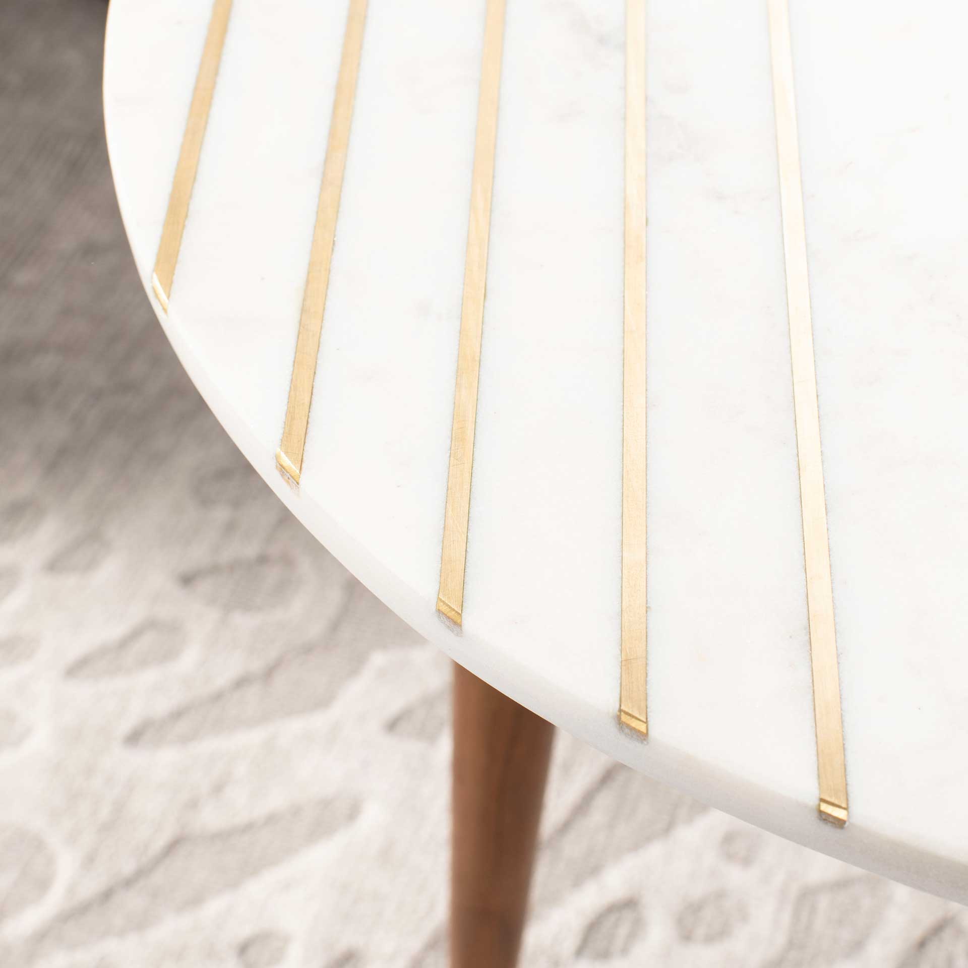 Valet Marble Accent Table Natural Brown/White/Gold - Image 9