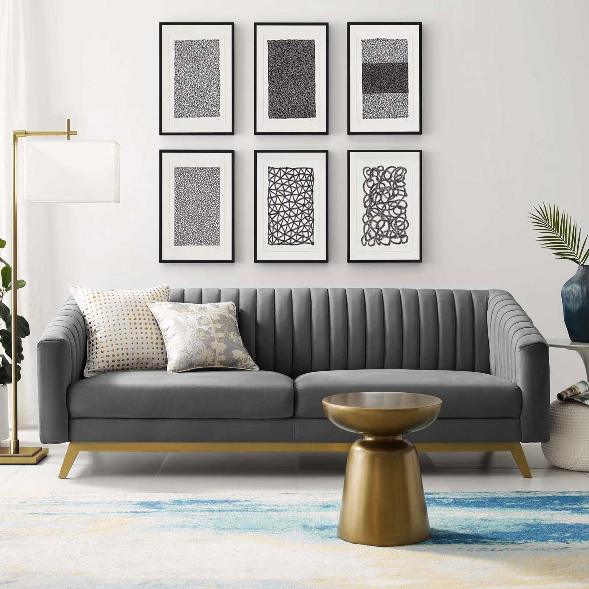 Vanessa Tufted Performance Velvet Sofa Gray - Image 5