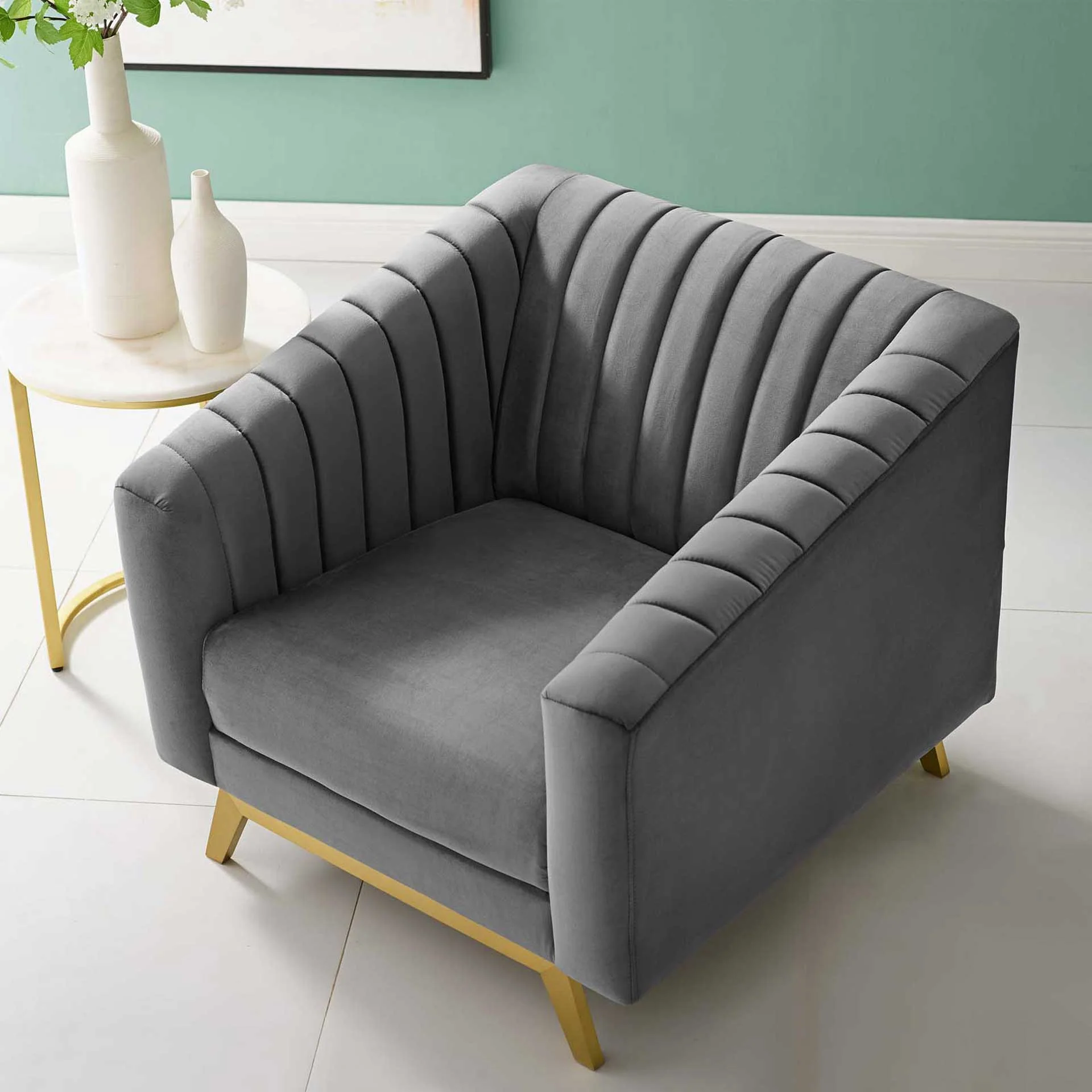 Vanessa Velvet Armchair Gray - Image 5