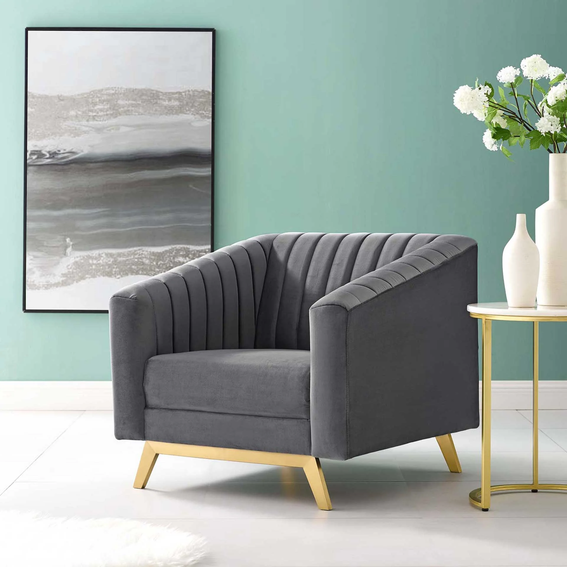 Vanessa Velvet Armchair Gray - Image 6