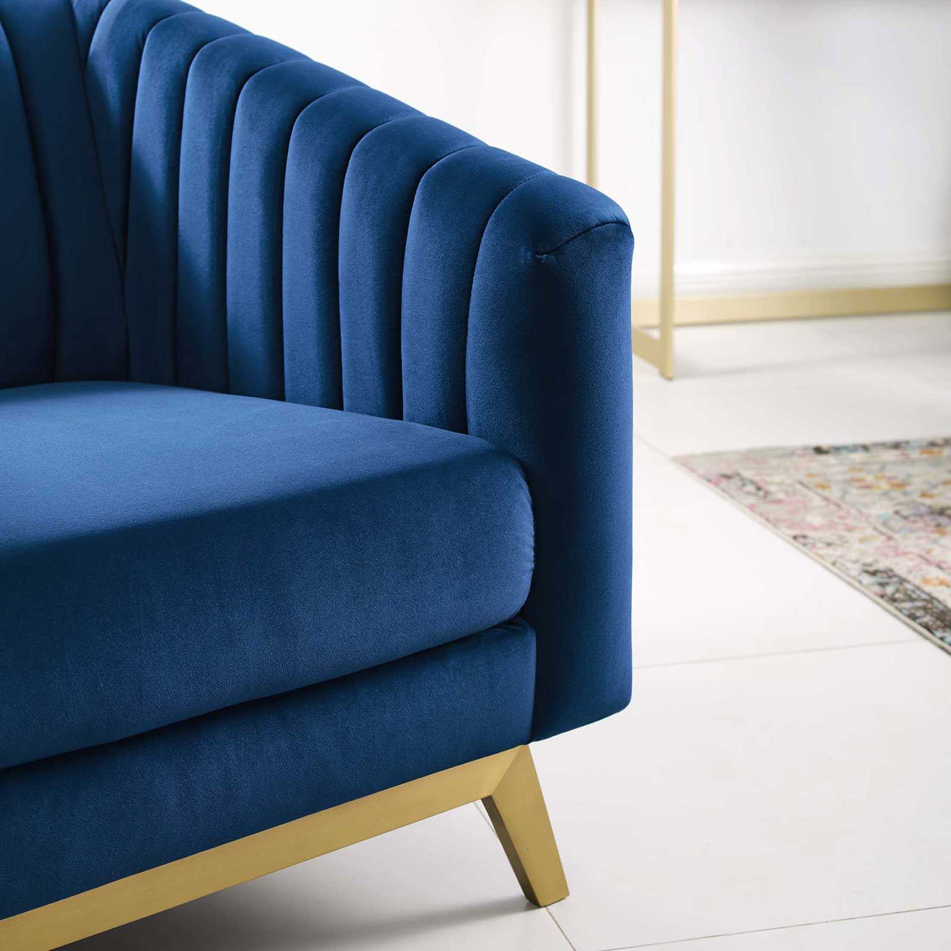 Vanessa Velvet Armchair Navy - Image 5