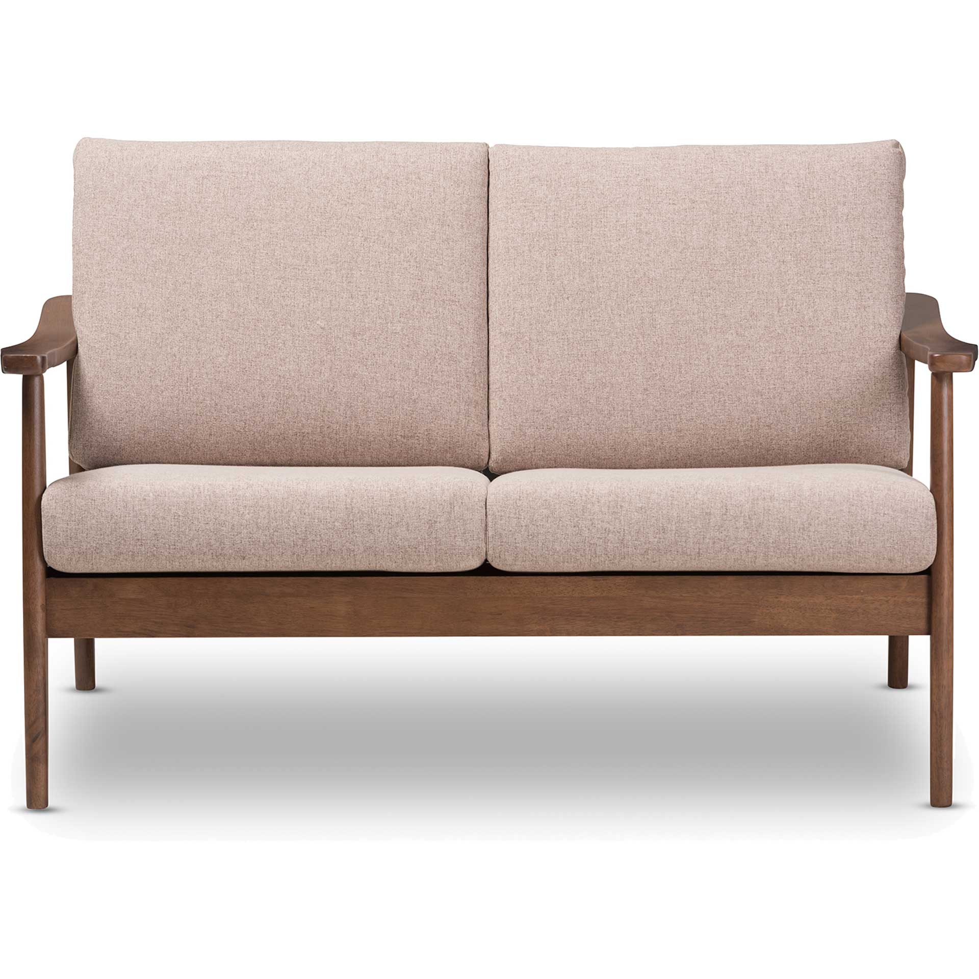 Vega Fabric Upholstered Loveseat Light Brown/Walnut - Image 2