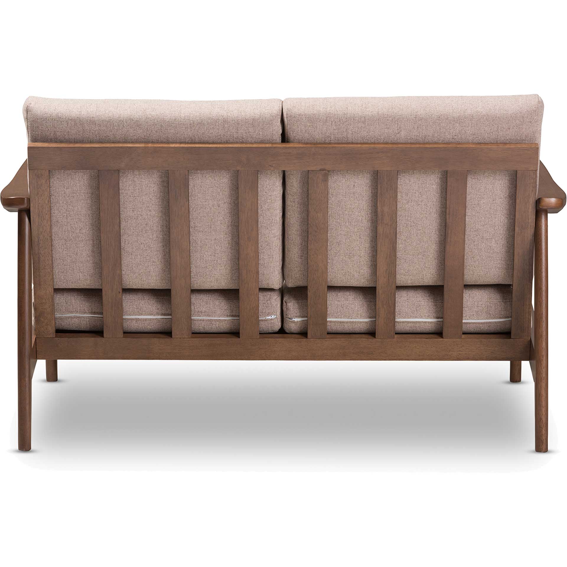 Vega Fabric Upholstered Loveseat Light Brown/Walnut - Image 5