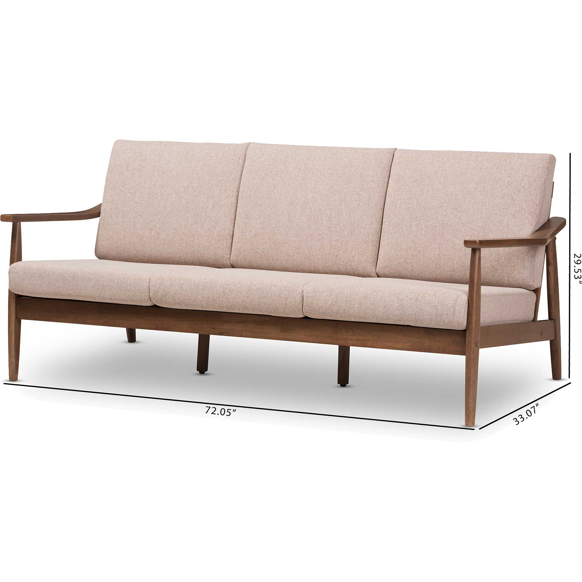 Vega Fabric Upholstered Sofa Light Brown/Walnut - Image 7