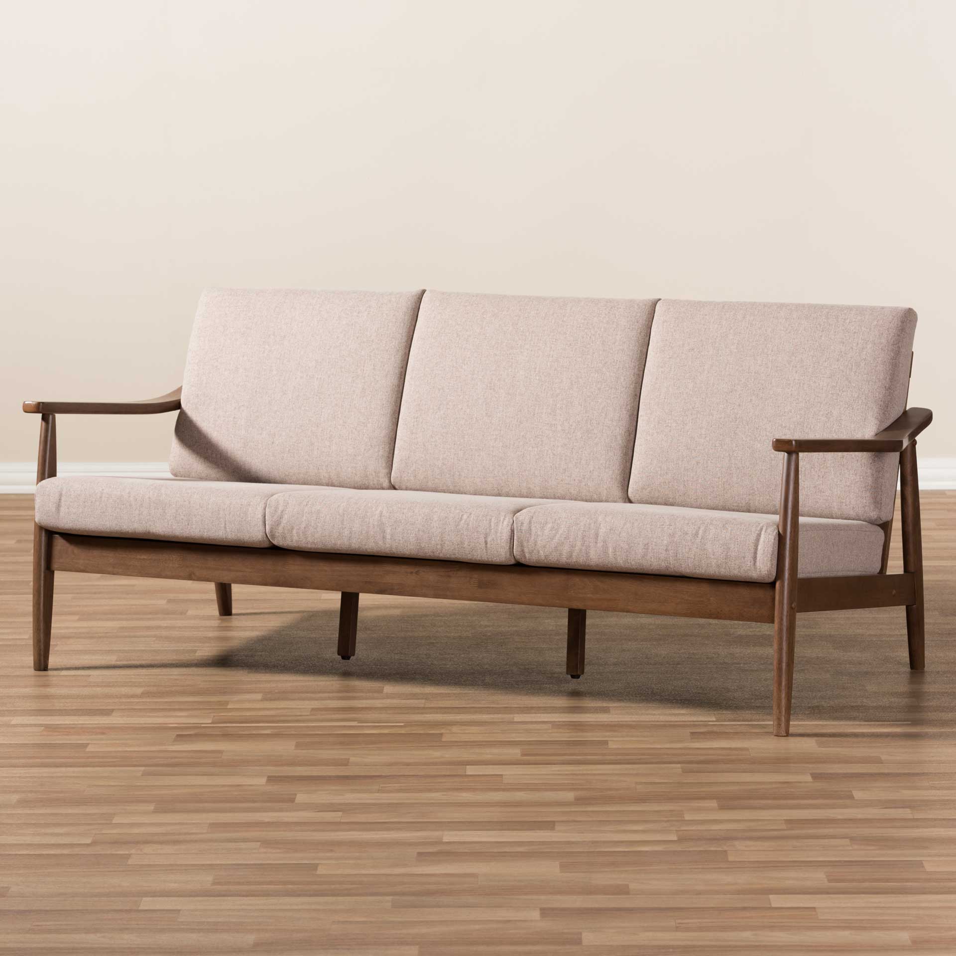 Vega Fabric Upholstered Sofa Light Brown/Walnut - Image 9