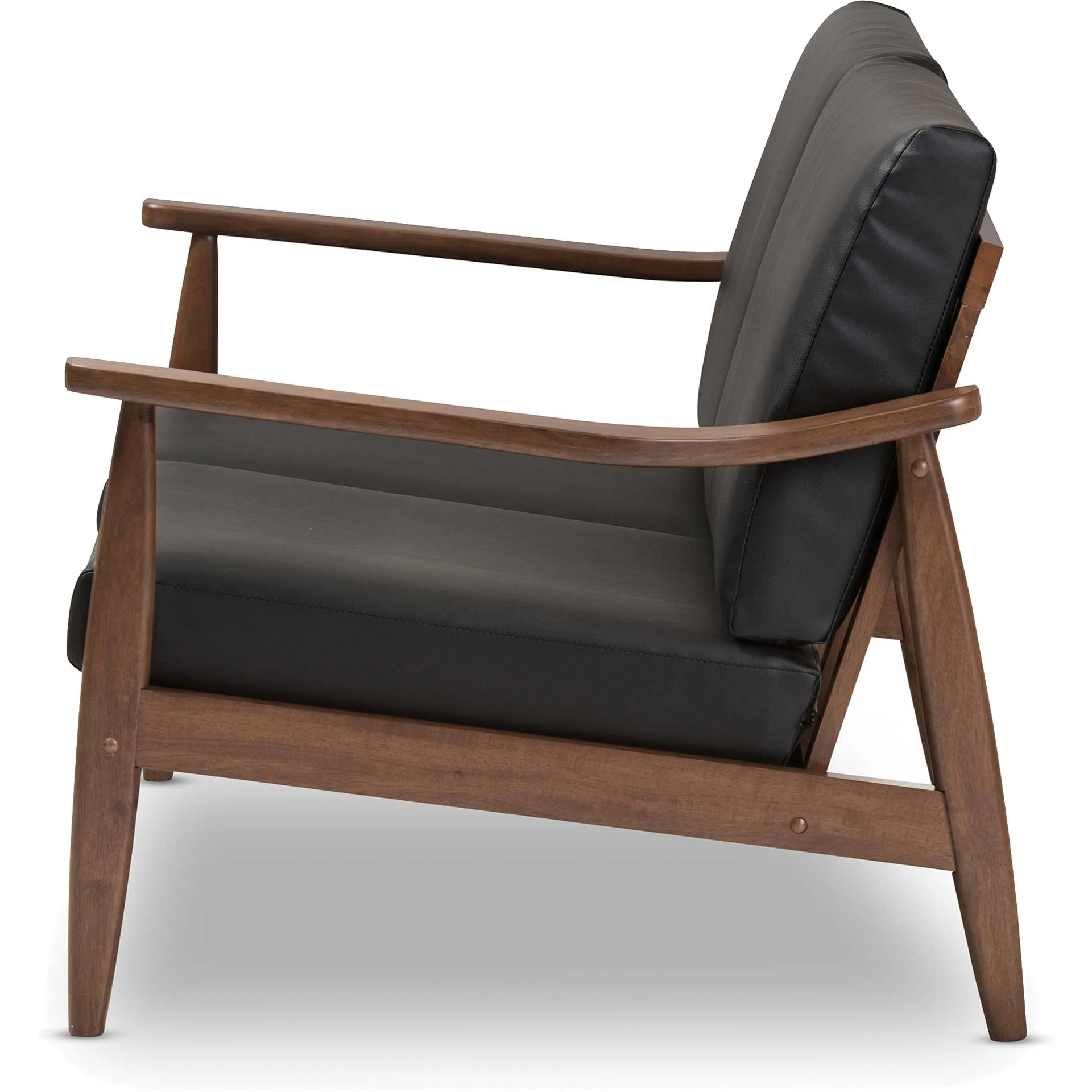 Vega Faux Leather Loveseat Black/Walnut - Image 3