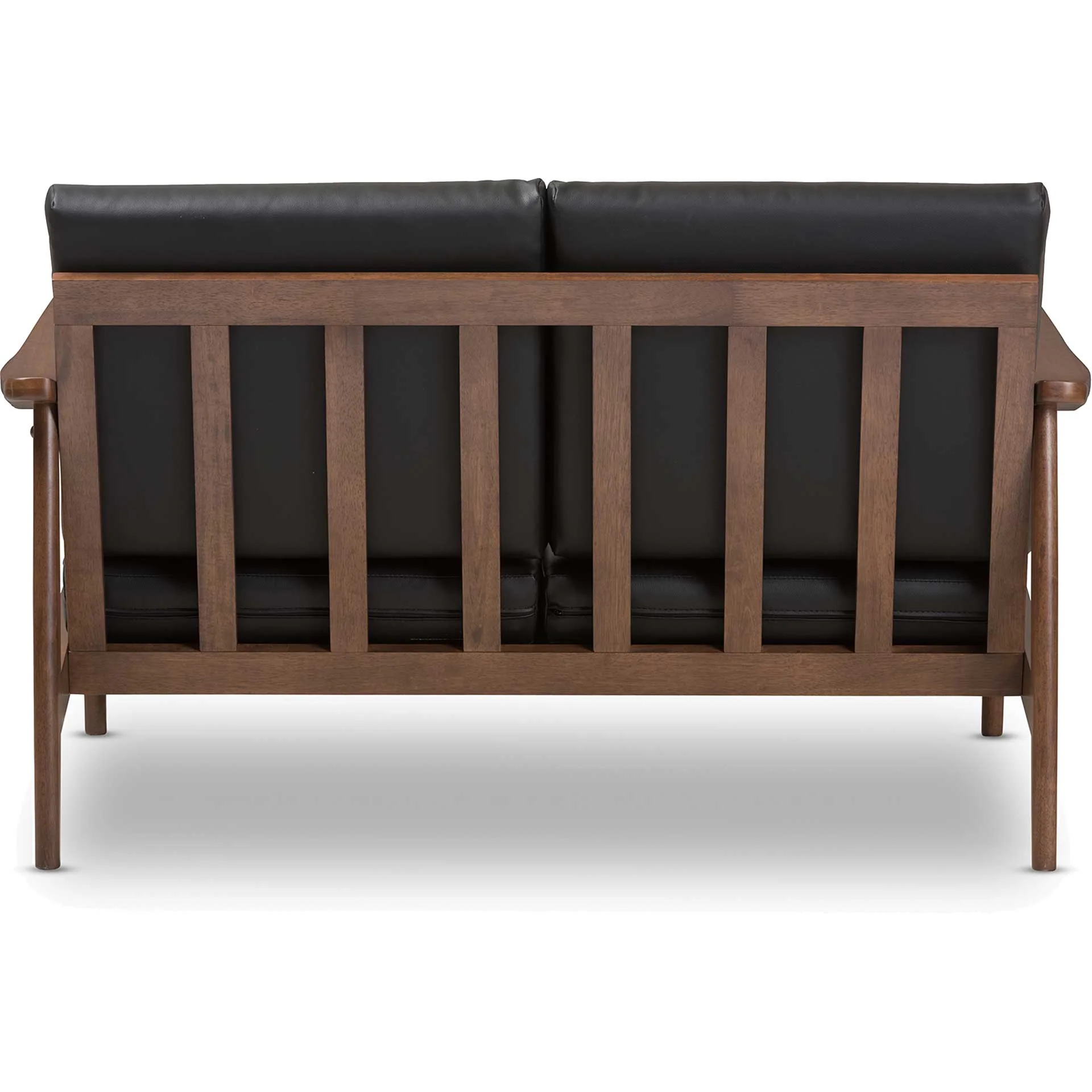 Vega Faux Leather Loveseat Black/Walnut - Image 4