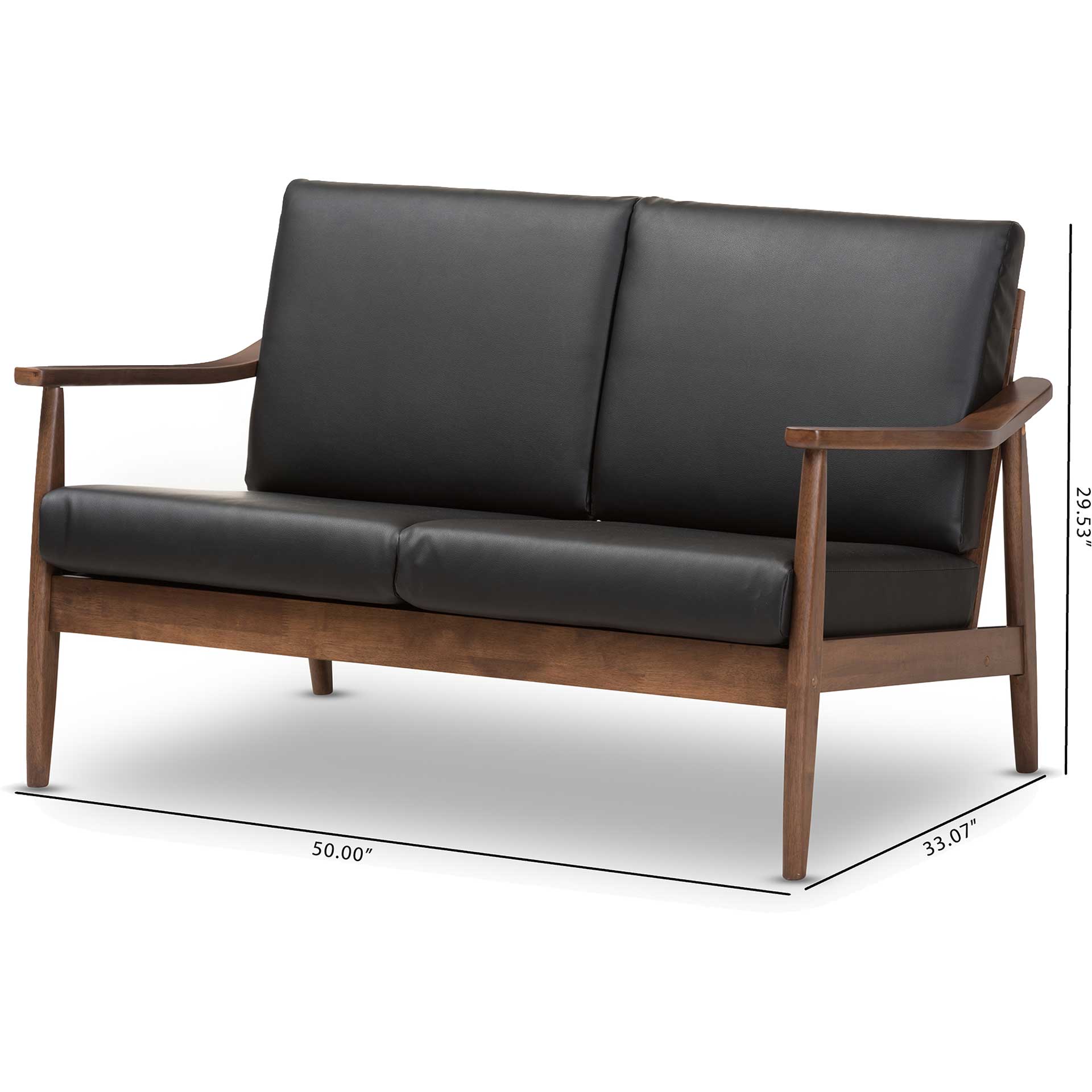 Vega Faux Leather Loveseat Black/Walnut - Image 6
