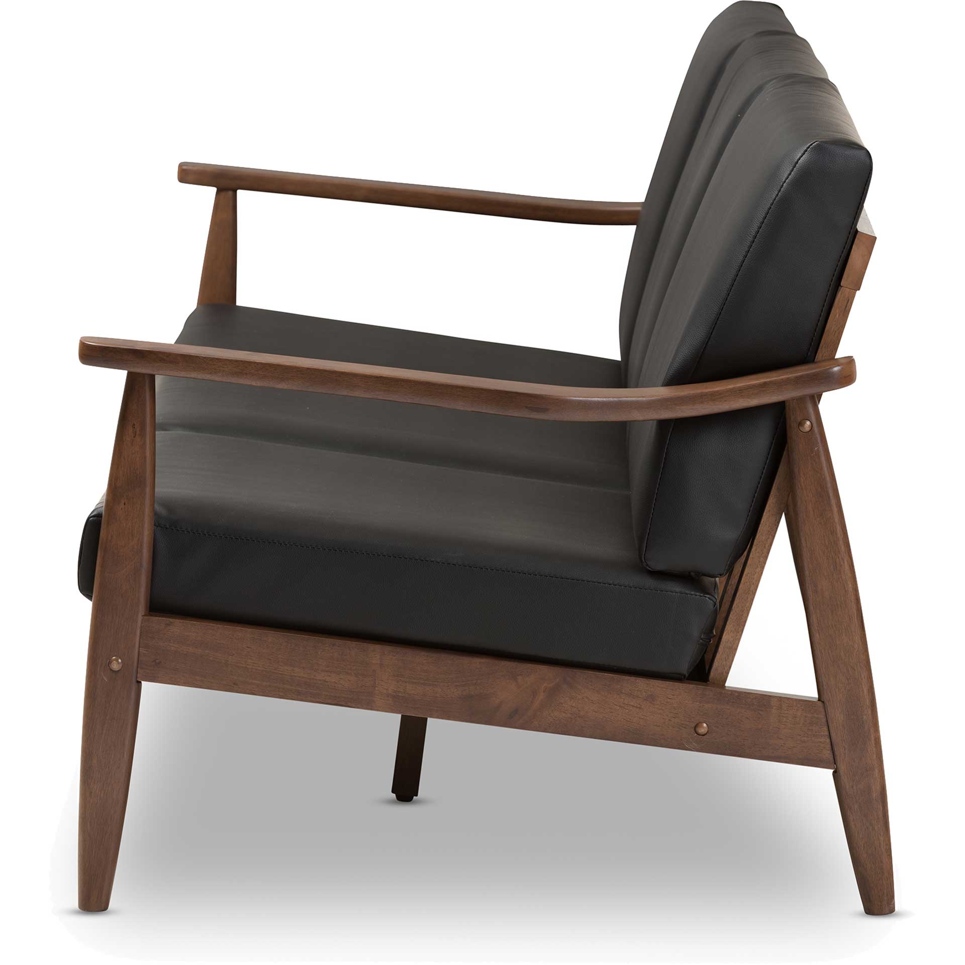 Vega Faux Leather Sofa Black/Walnut - Image 3