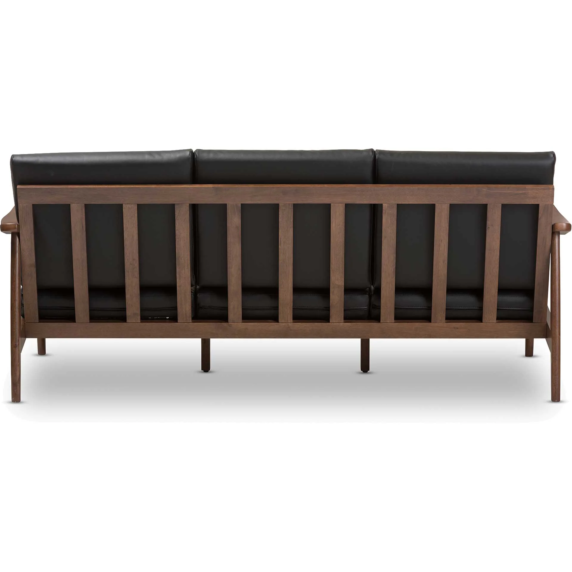 Vega Faux Leather Sofa Black/Walnut - Image 4