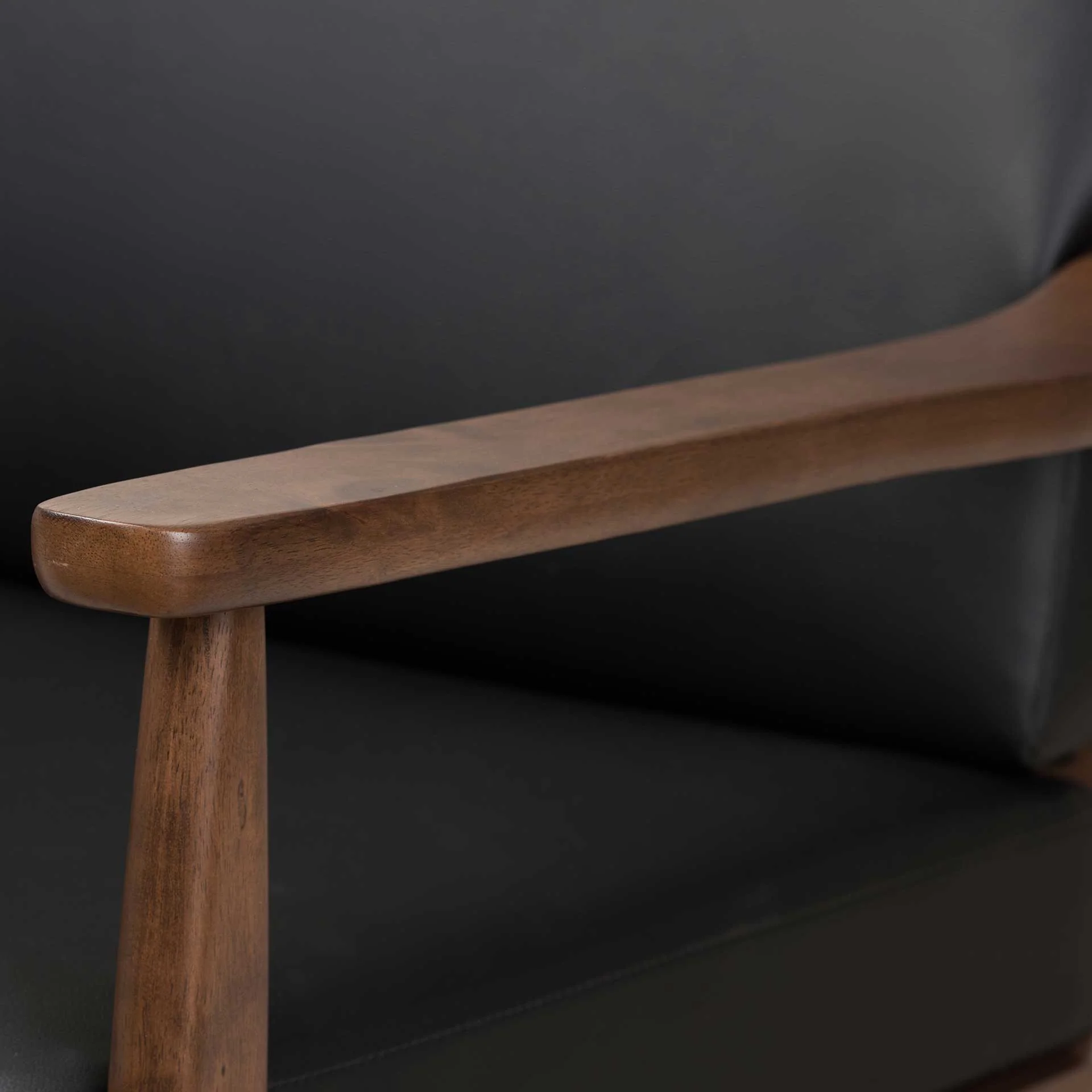 Vega Faux Leather Sofa Black/Walnut - Image 5