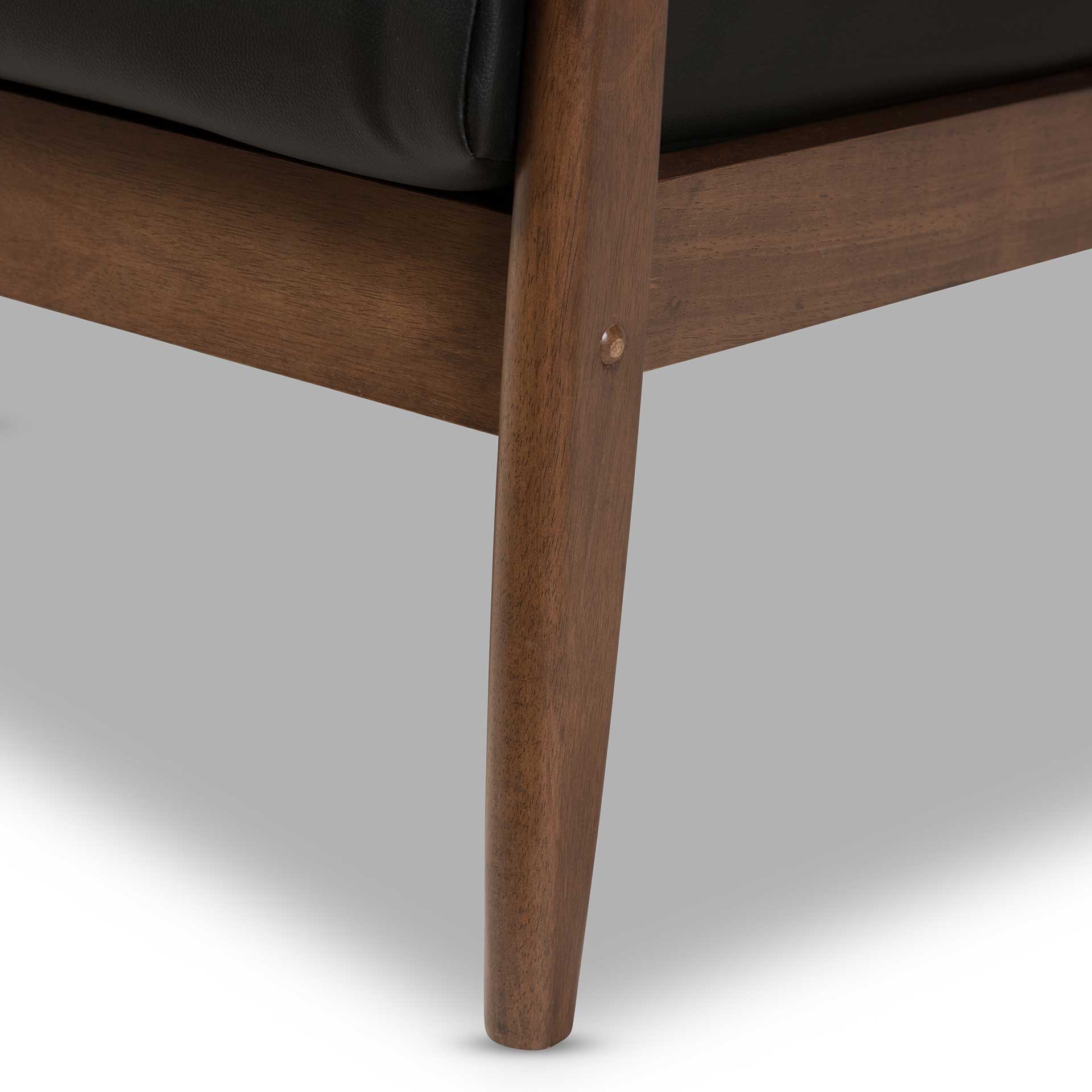 Vega Faux Leather Sofa Black/Walnut - Image 6